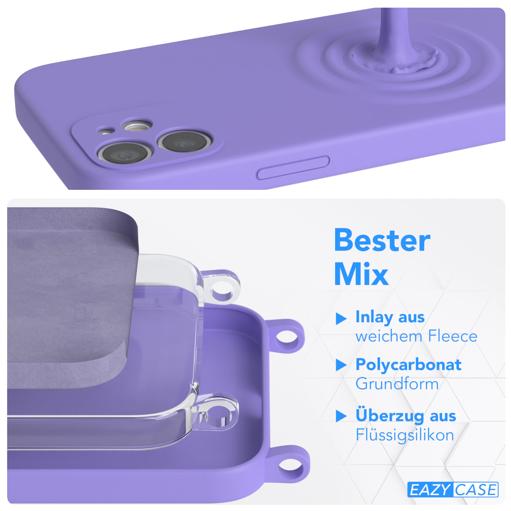 iPhone 12 Mini Silikonhülle + Kordel mit Karabinern