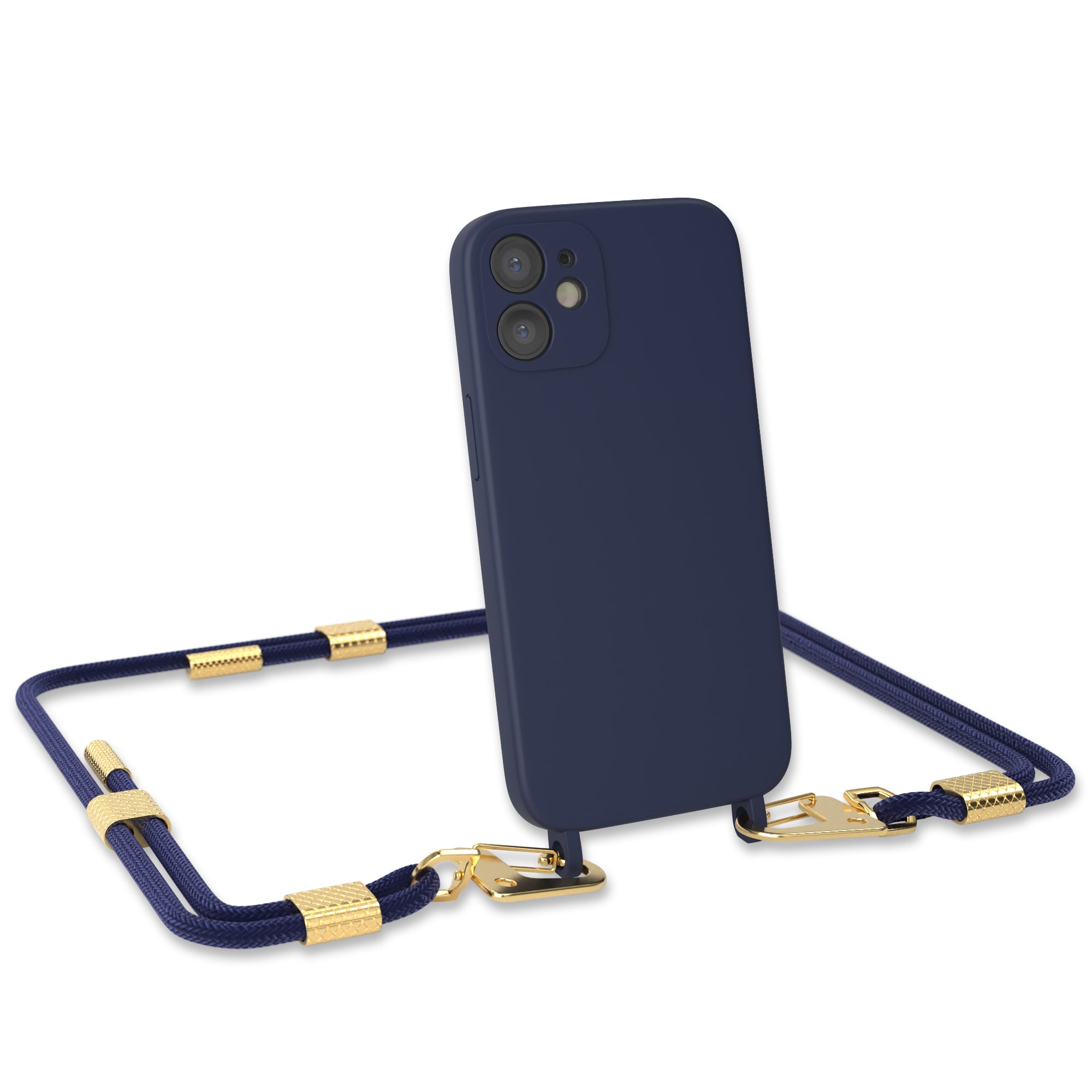 iPhone 12 Mini Silikonhülle + Kordel mit Karabinern