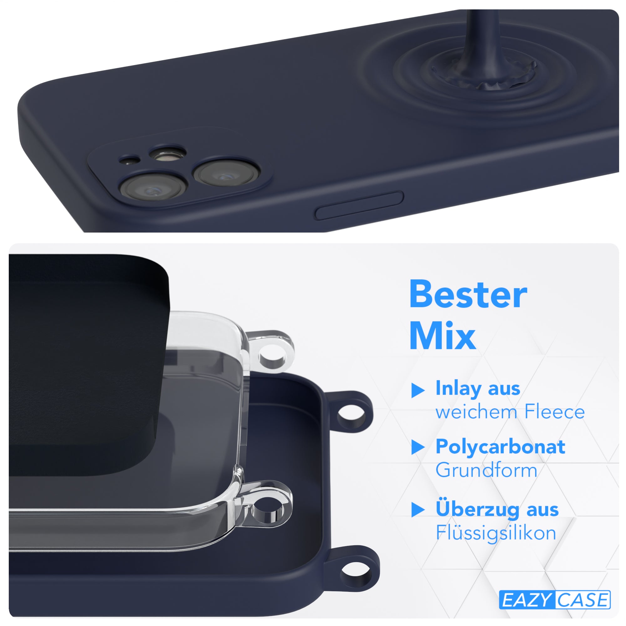 iPhone 12 Mini Silikonhülle + Kordel mit Karabinern