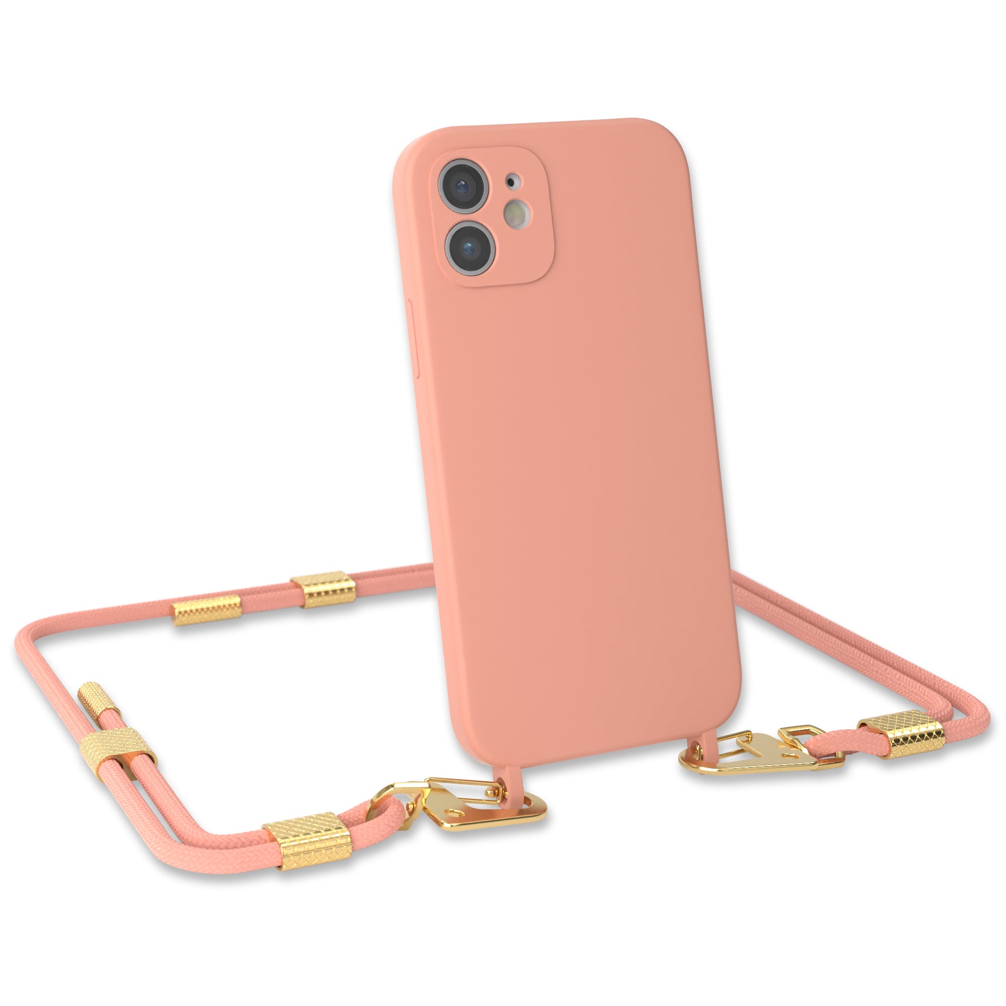 iPhone 12 / 12 Pro Silikonhülle + Kordel mit Karabinern
