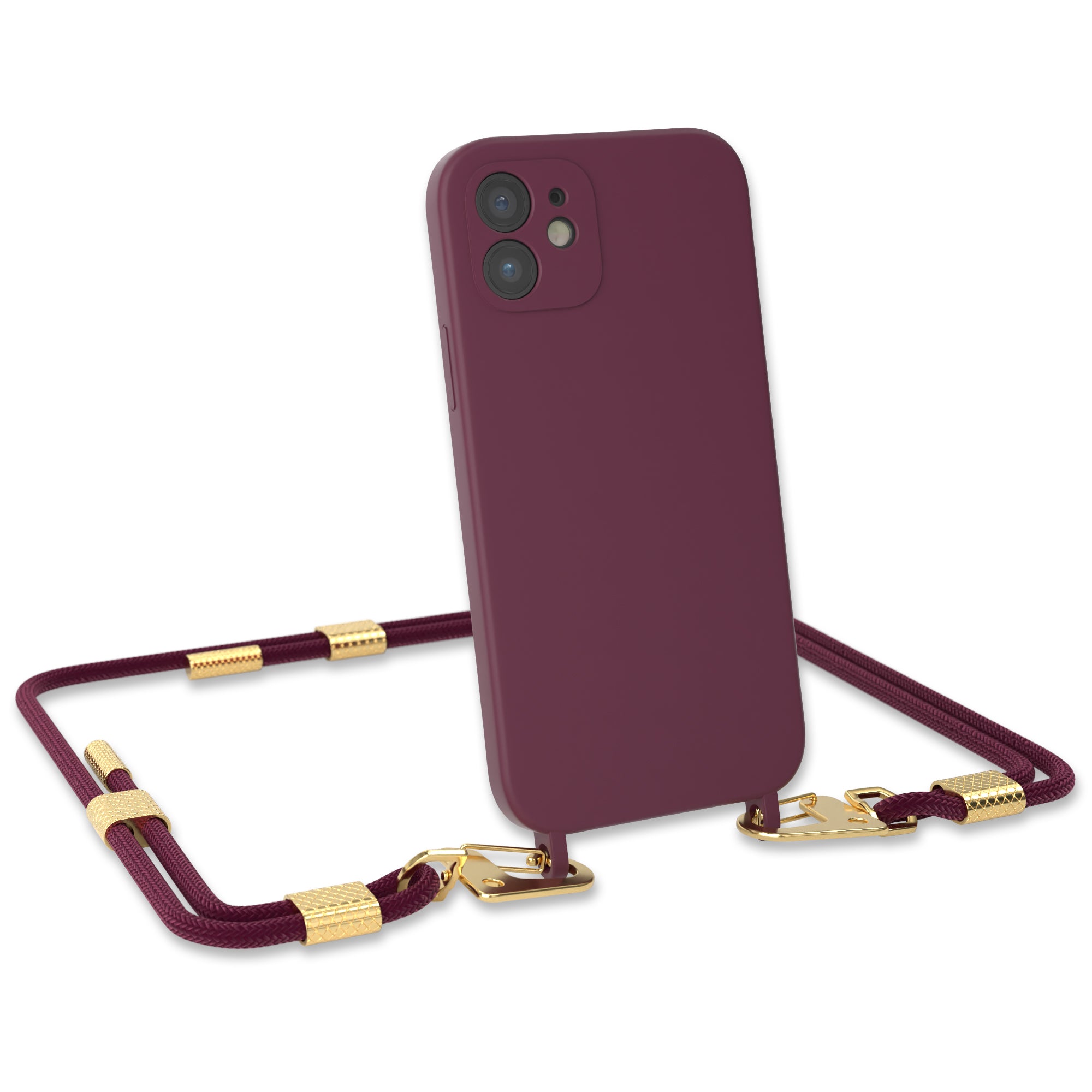 iPhone 12 / 12 Pro Silikonhülle + Kordel mit Karabinern