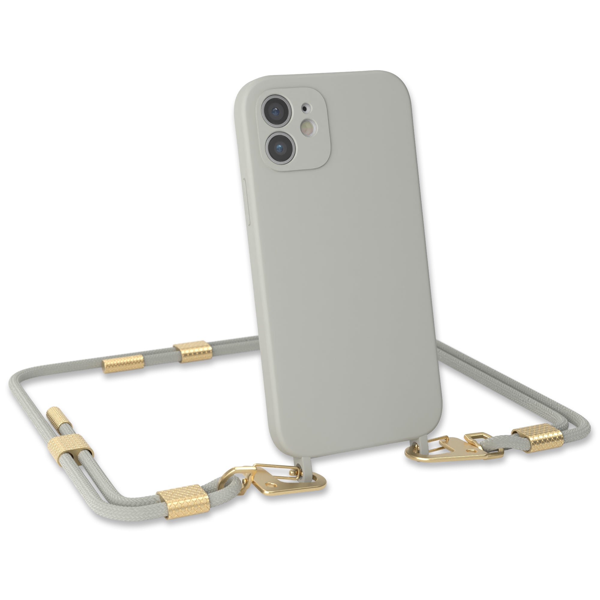 iPhone 12 / 12 Pro Silikonhülle + Kordel mit Karabinern