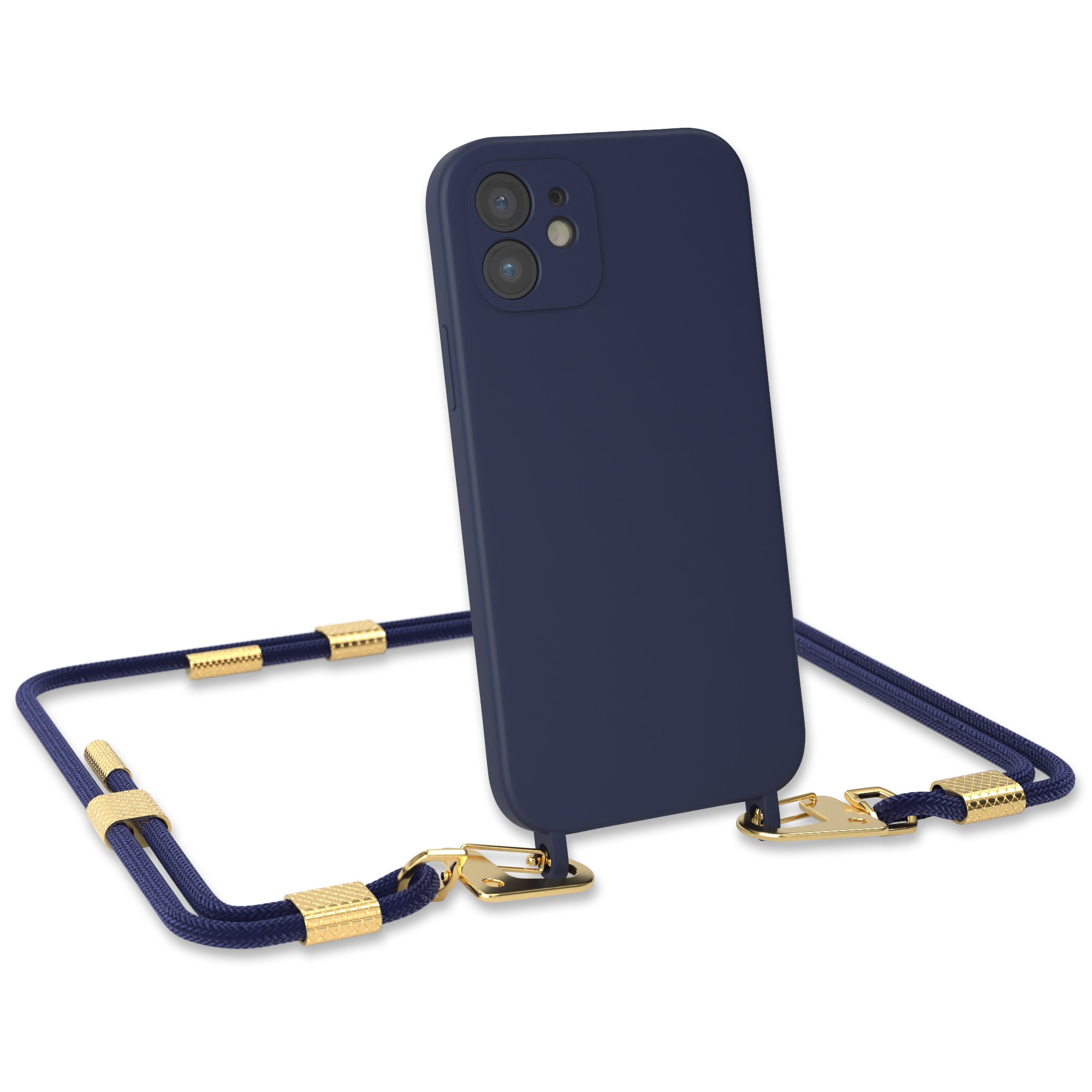 iPhone 12 / 12 Pro Silikonhülle + Kordel mit Karabinern
