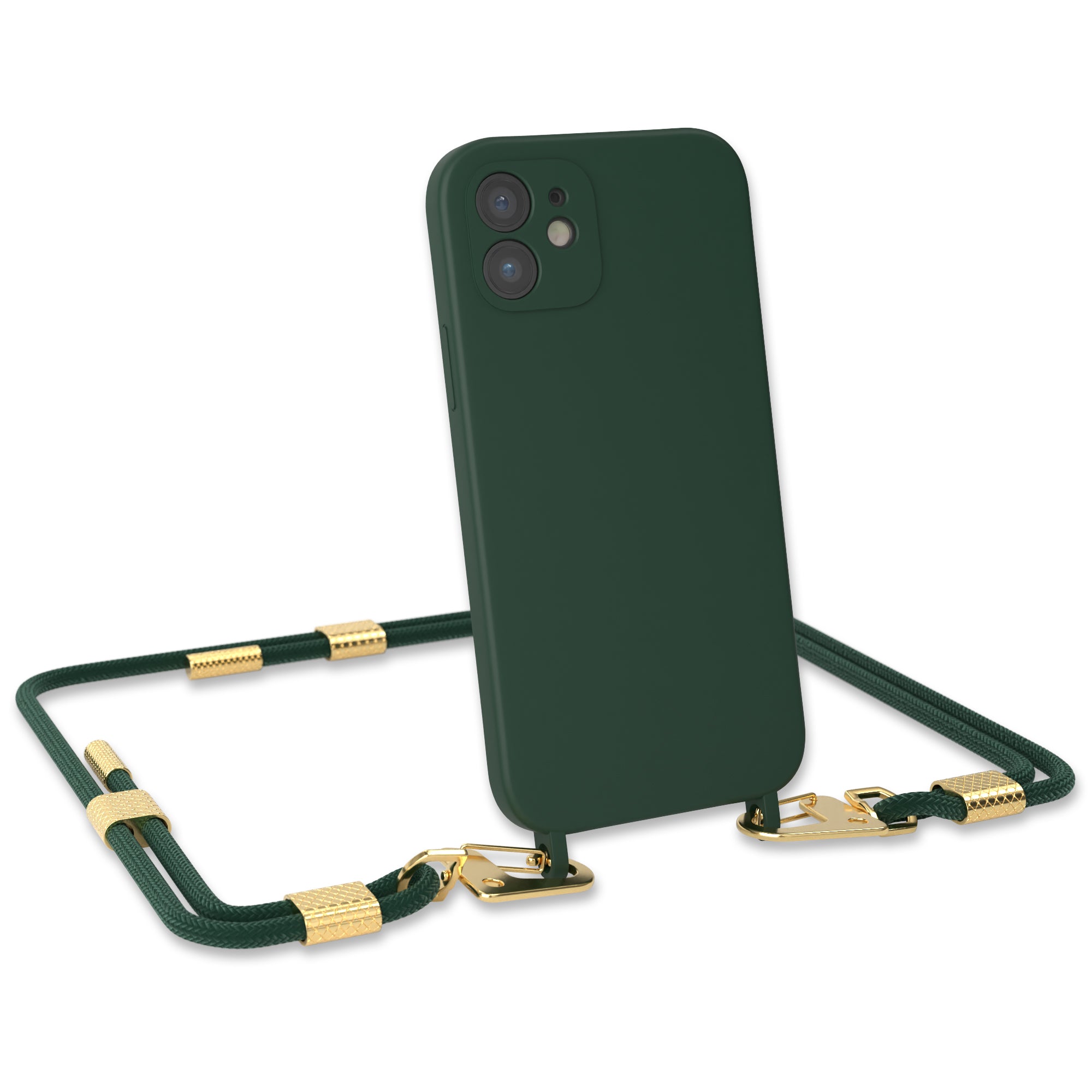 iPhone 12 / 12 Pro Silikonhülle + Kordel mit Karabinern