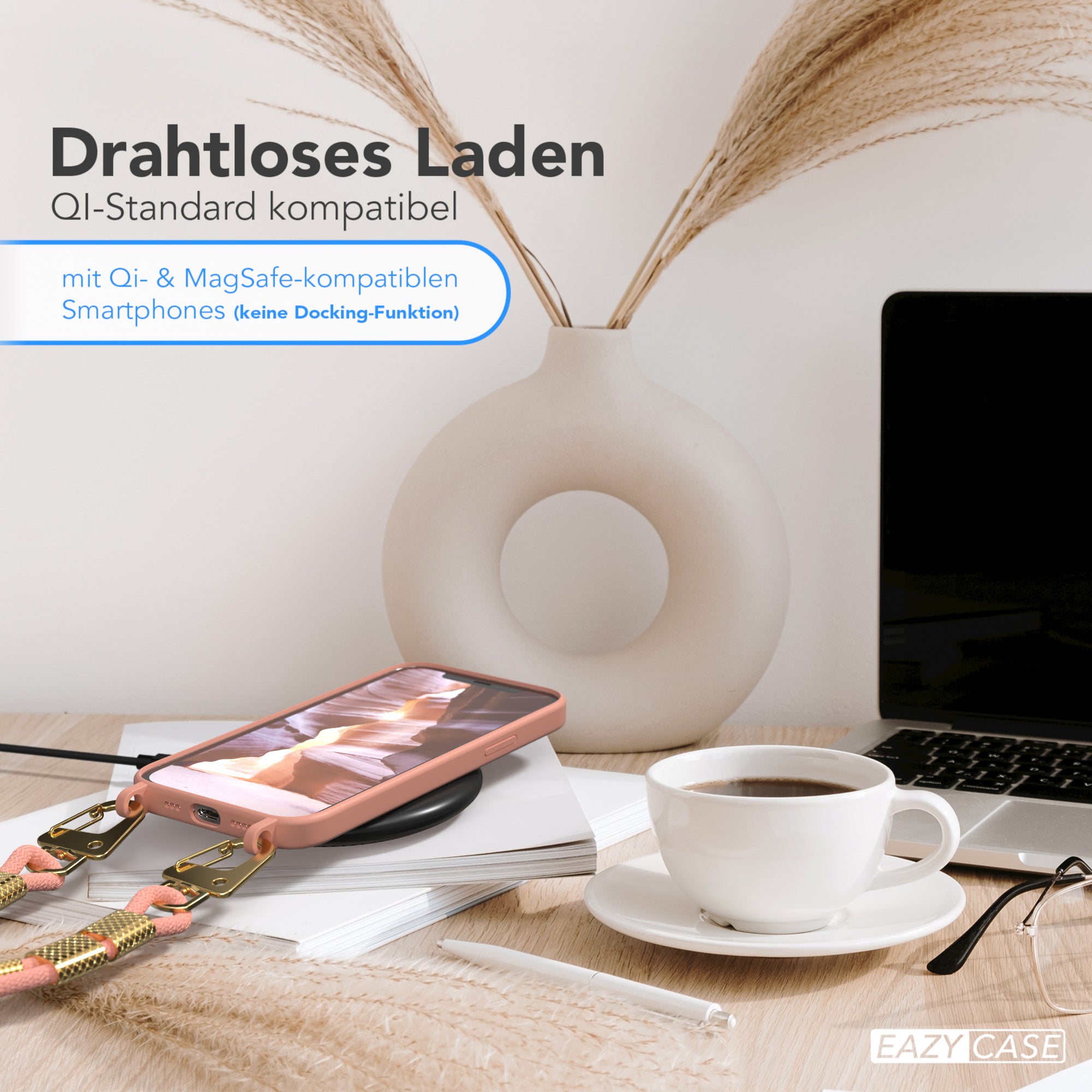 iPhone 12 Pro Silikonhülle + Kordel mit Karabinern