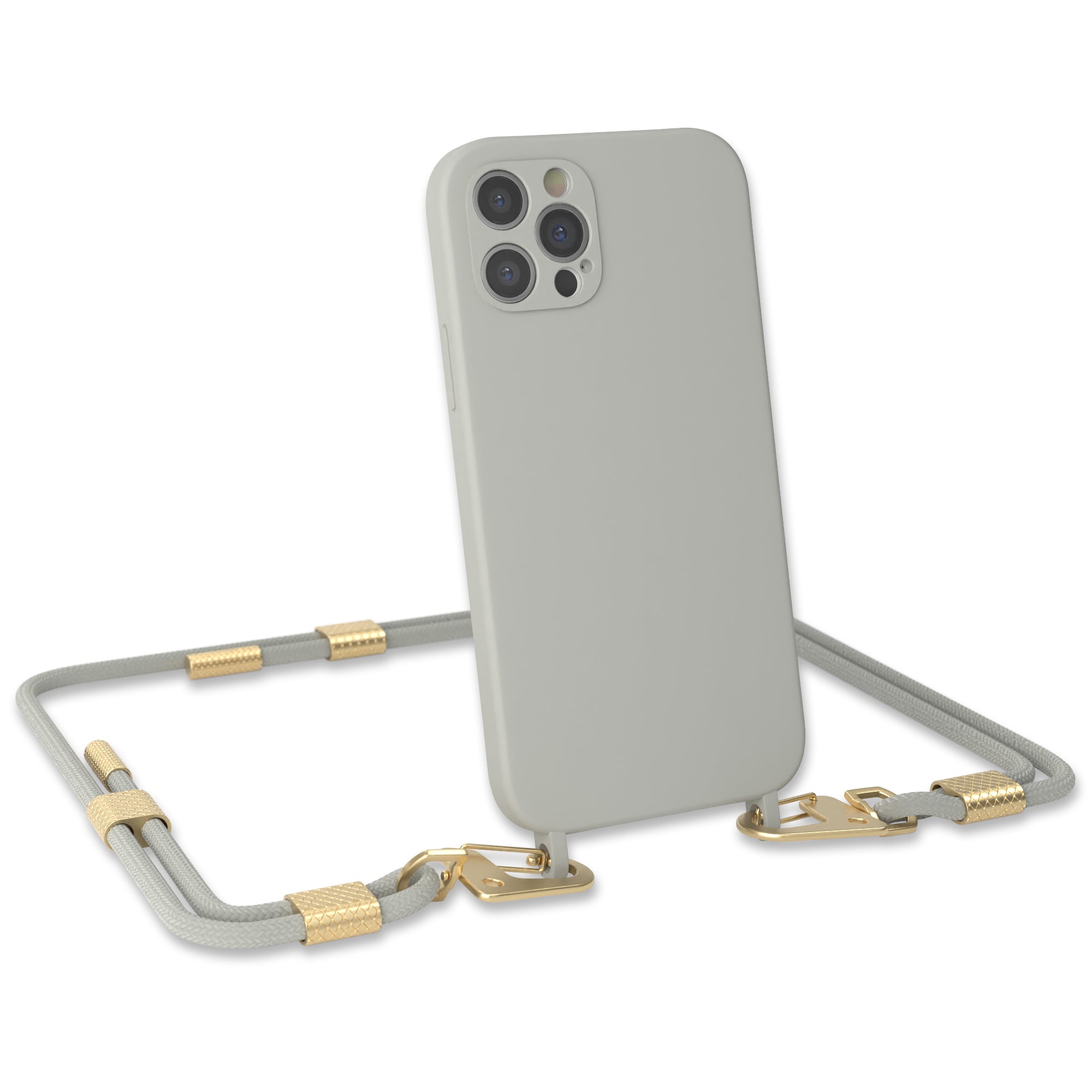 iPhone 12 Pro Silikonhülle + Kordel mit Karabinern