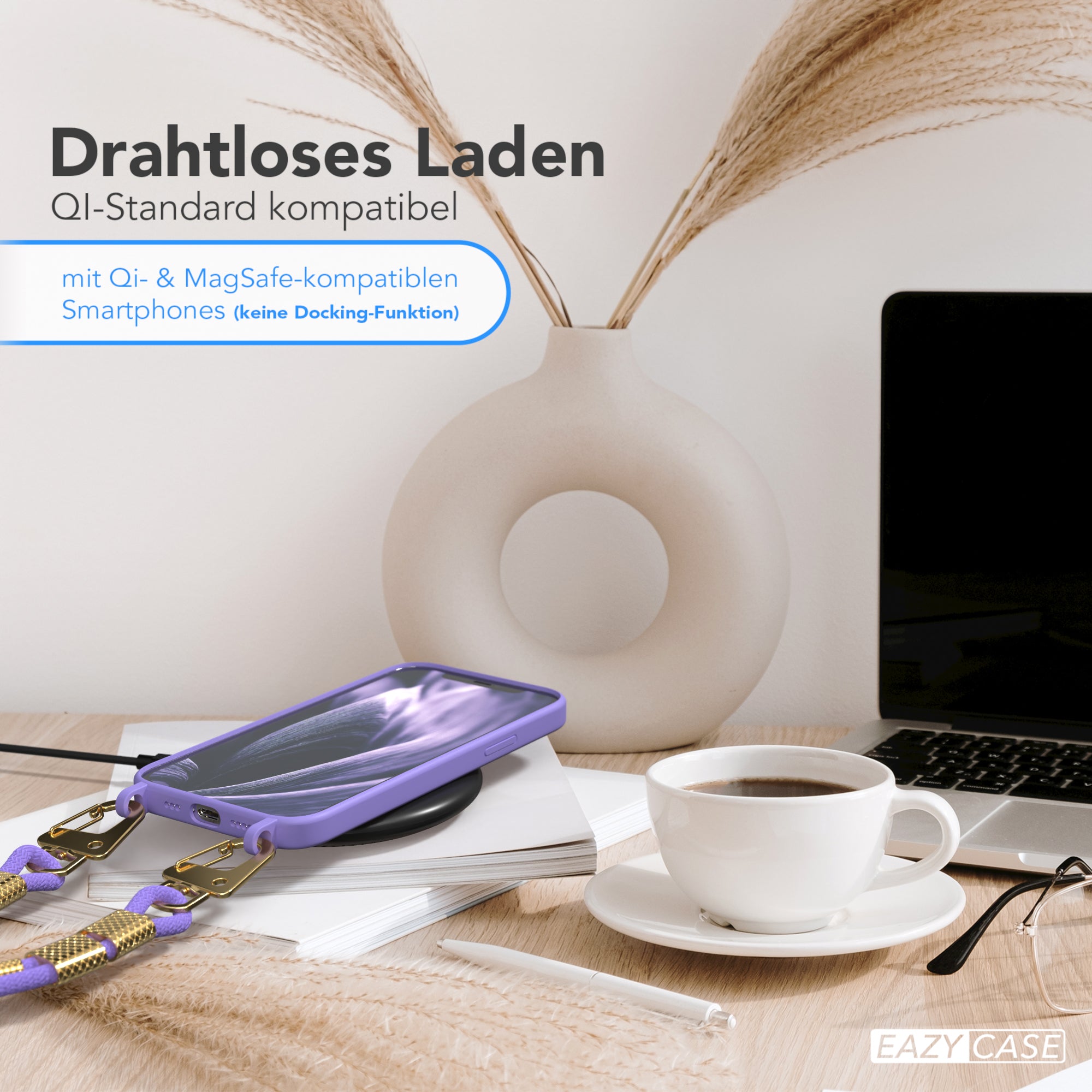 iPhone 12 Pro Silikonhülle + Kordel mit Karabinern