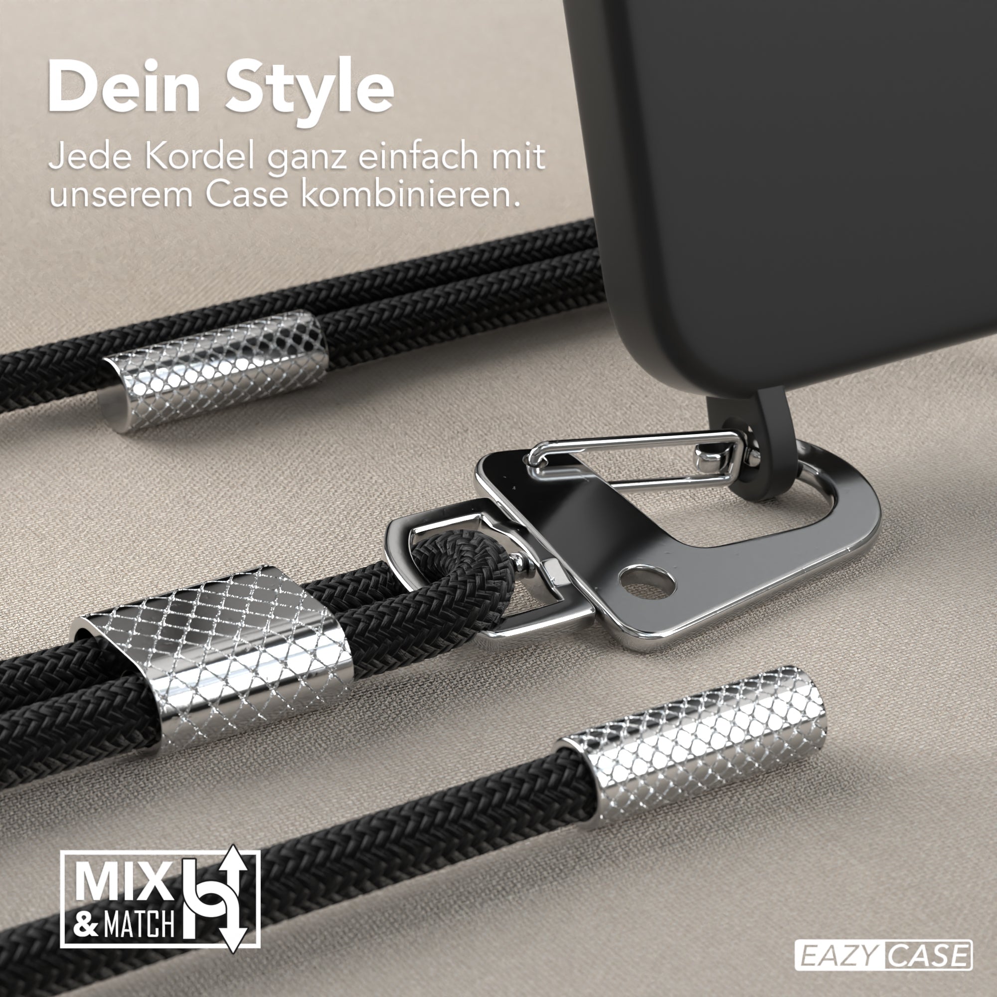 iPhone 13 Mini Silikonhülle + Kordel mit Karabinern