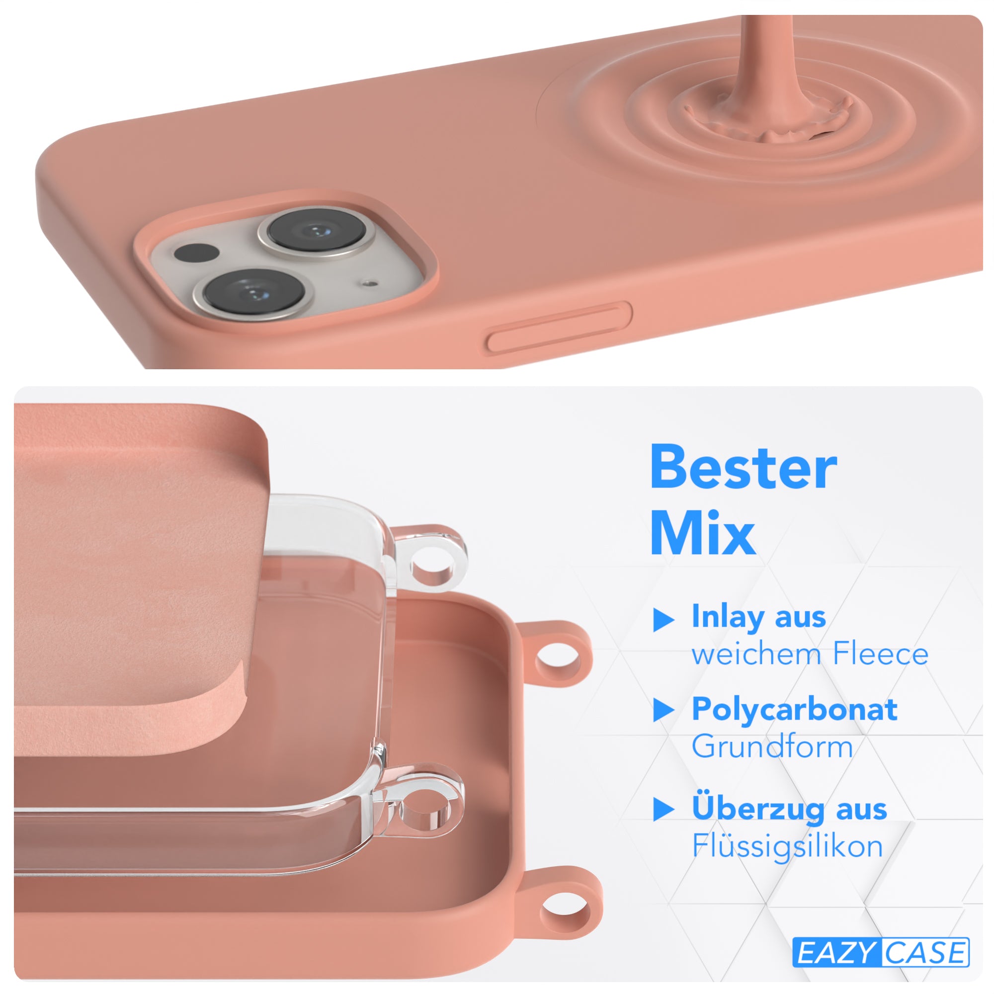 iPhone 13 Mini Silikonhülle + Kordel mit Karabinern