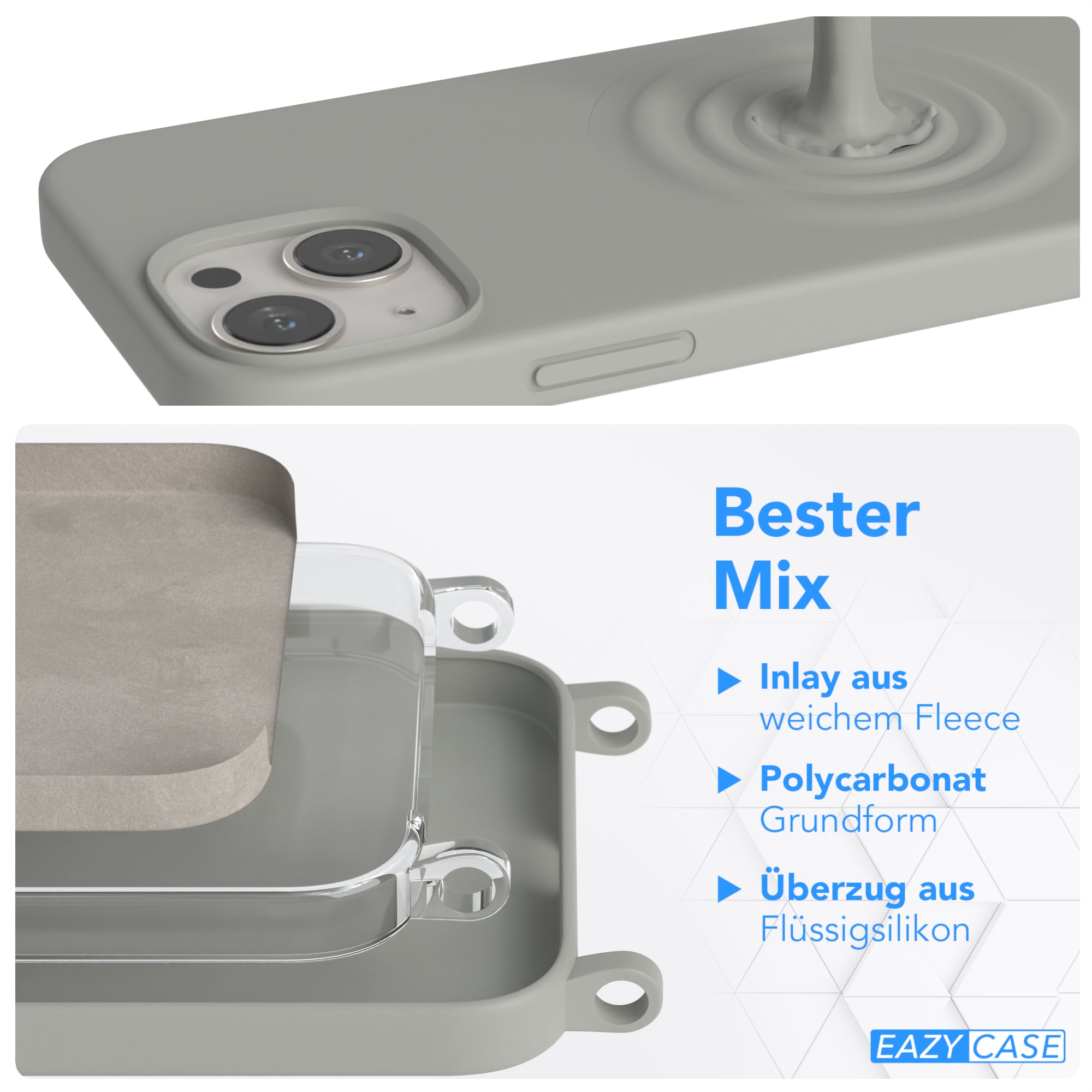 iPhone 13 Mini Silikonhülle + Kordel mit Karabinern