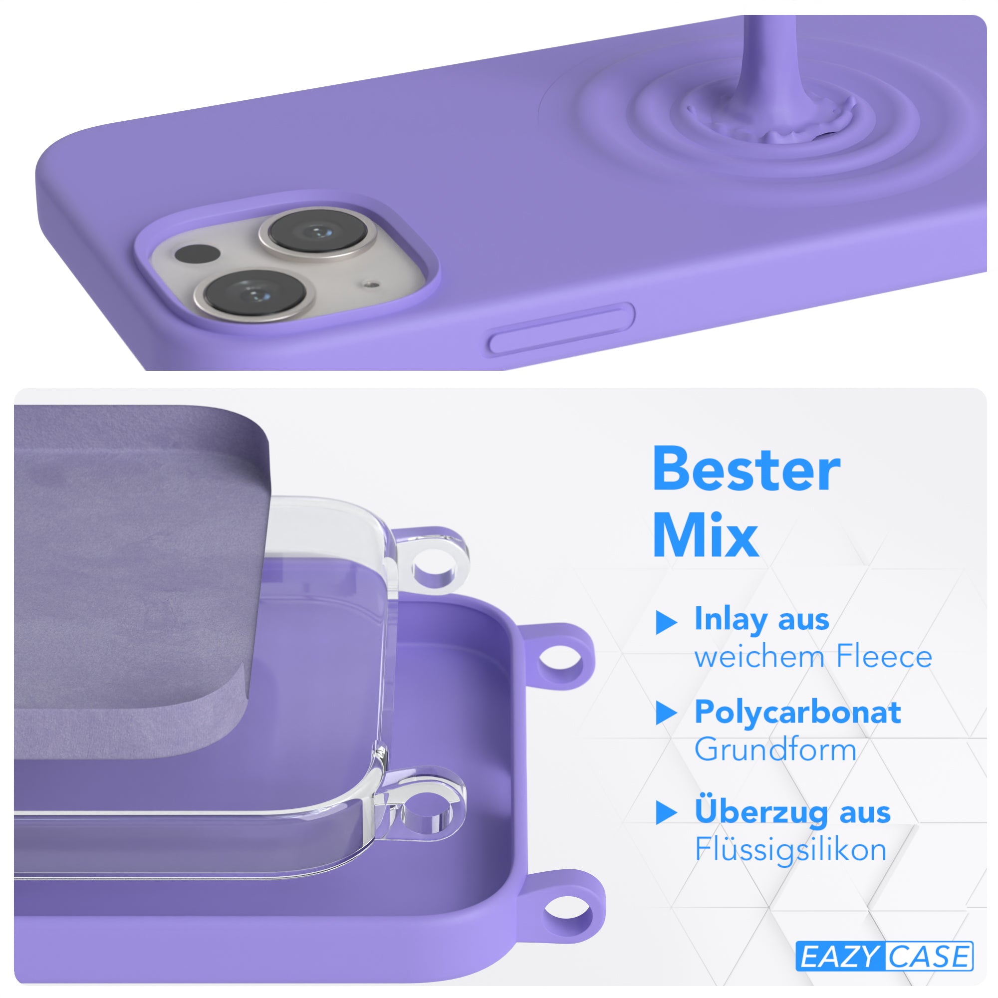 iPhone 13 Mini Silikonhülle + Kordel mit Karabinern