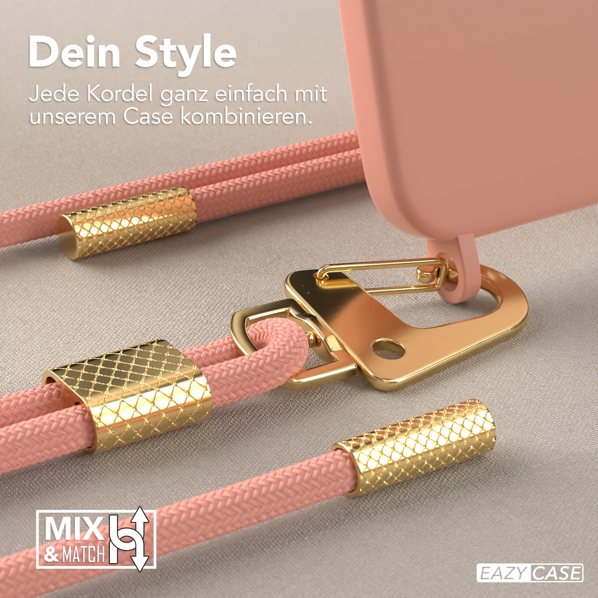 iPhone 13 Silikonhülle + Kordel mit Karabinern