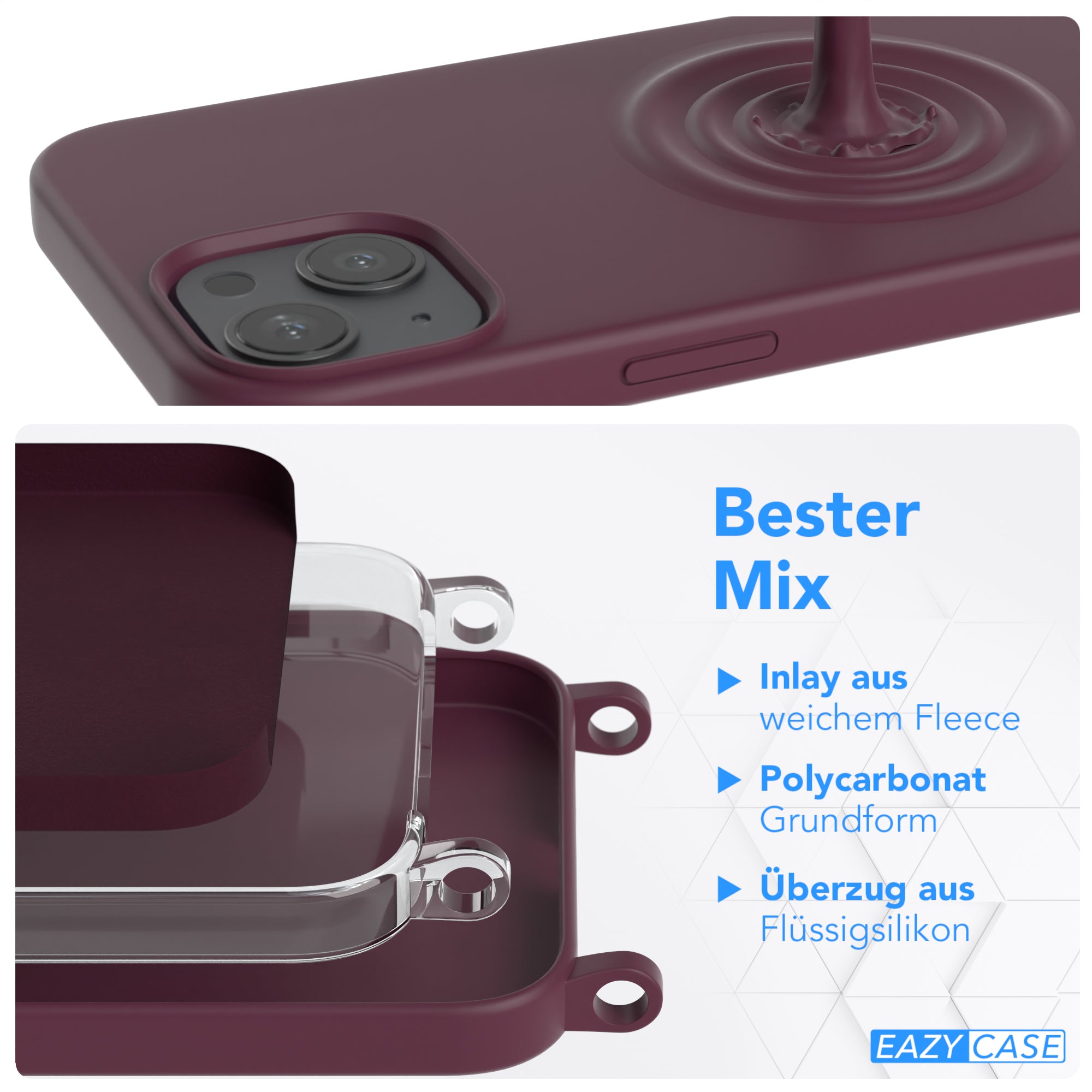 iPhone 13 Silikonhülle + Kordel mit Karabinern