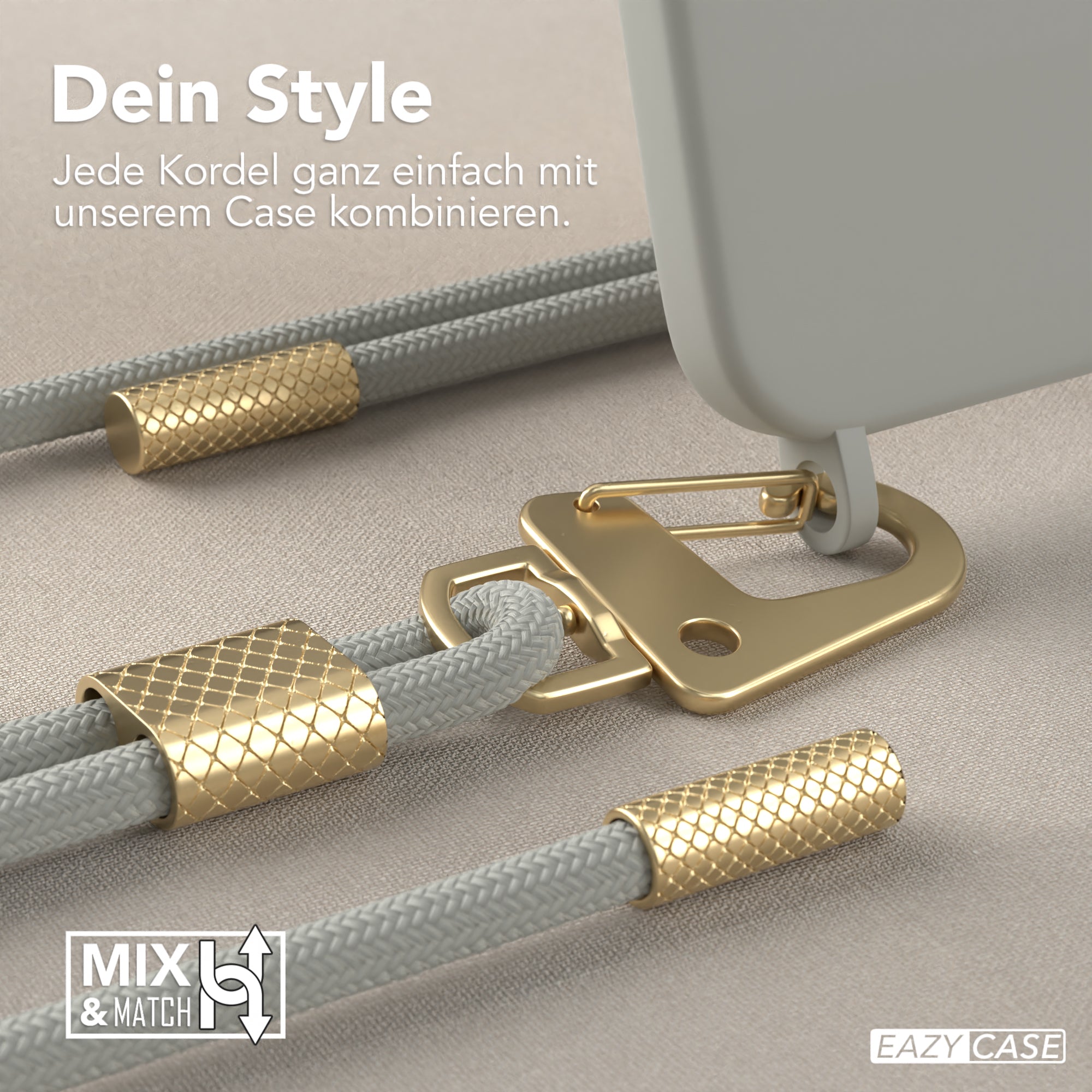 iPhone 13 Silikonhülle + Kordel mit Karabinern