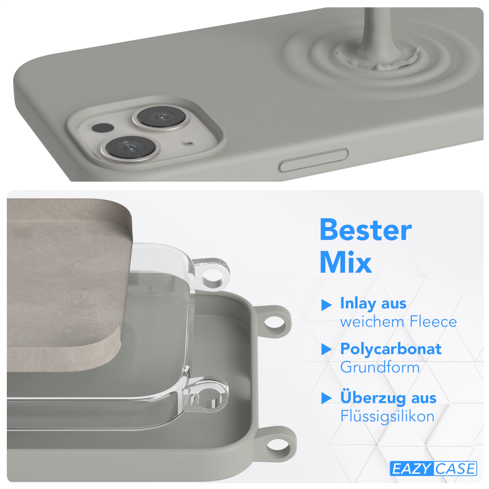 iPhone 13 Silikonhülle + Kordel mit Karabinern