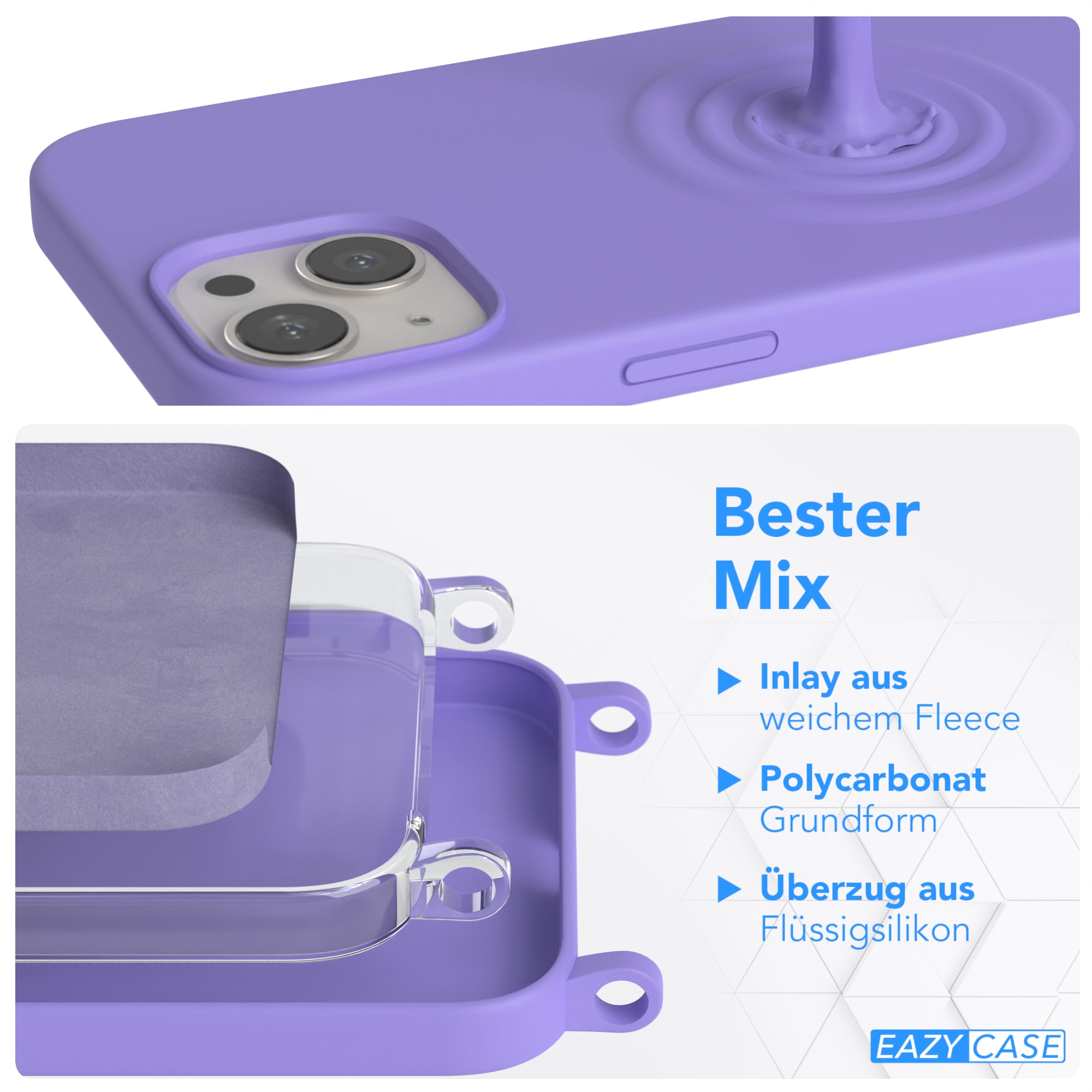 iPhone 13 Silikonhülle + Kordel mit Karabinern