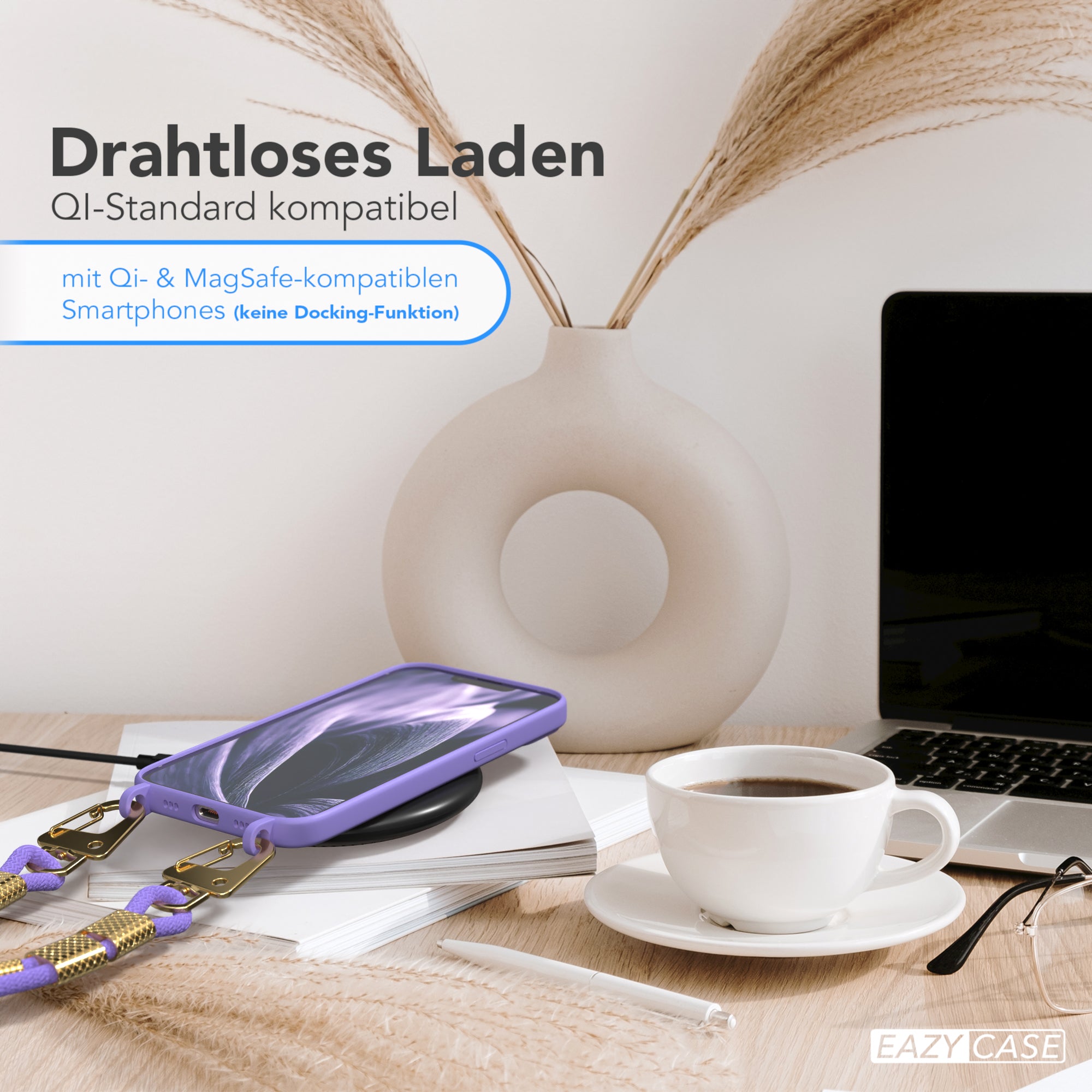 iPhone 13 Silikonhülle + Kordel mit Karabinern