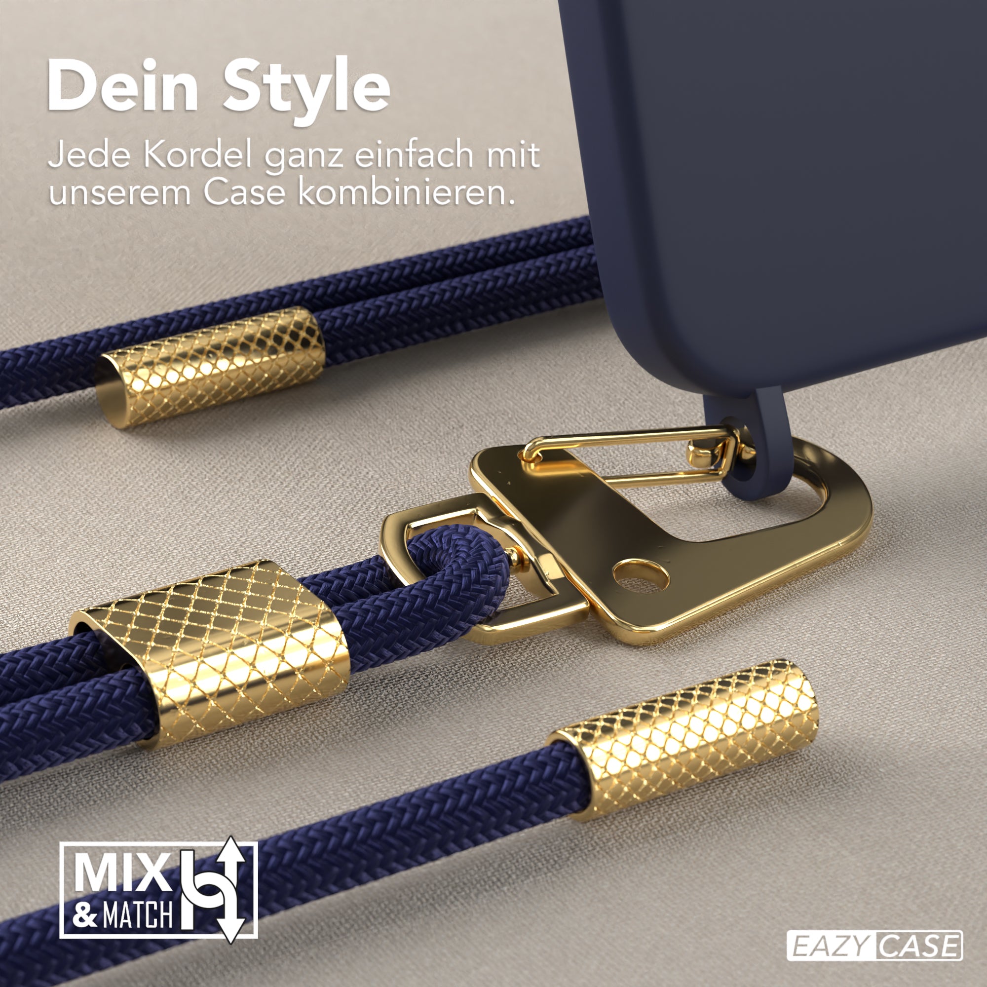 iPhone 13 Silikonhülle + Kordel mit Karabinern