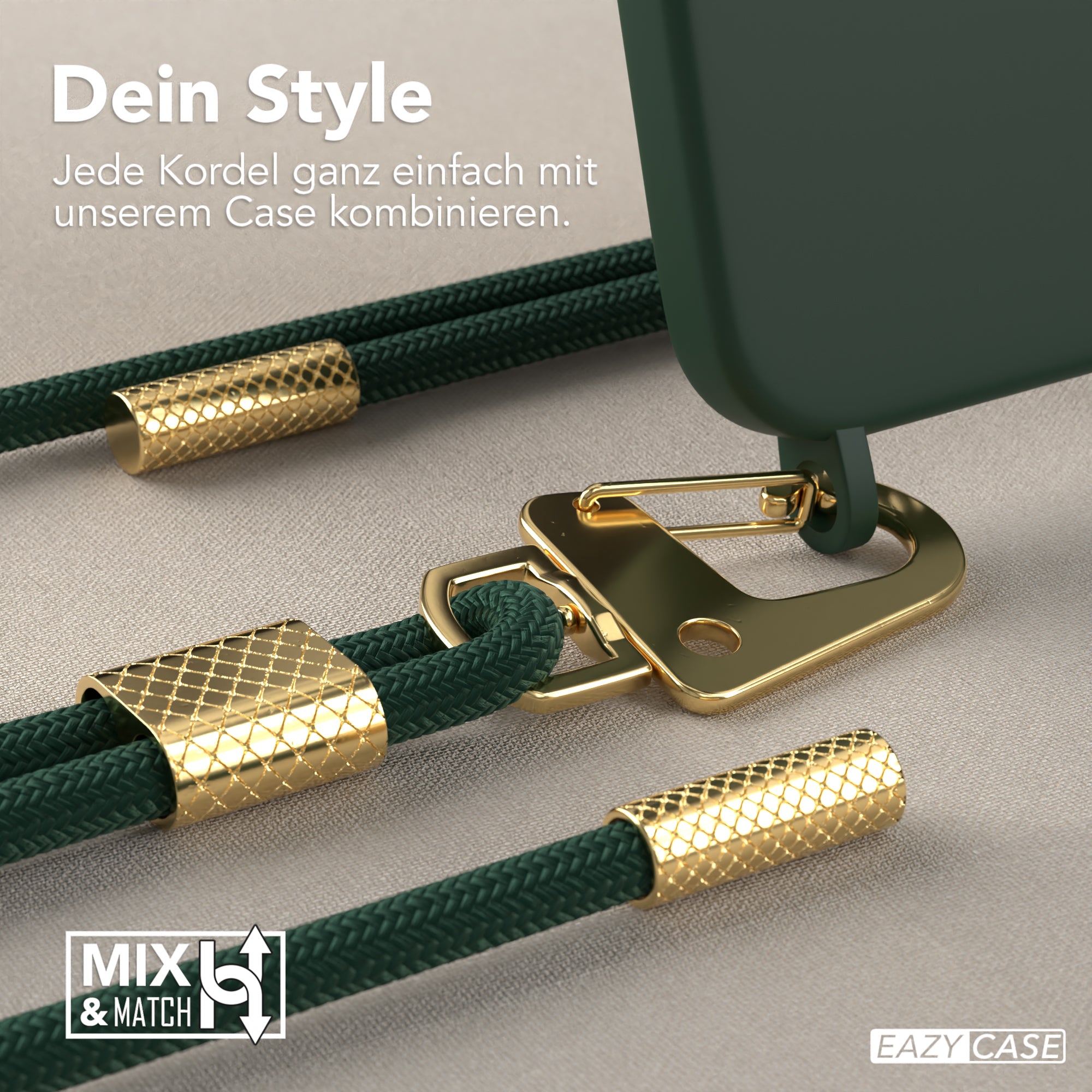 iPhone 13 Silikonhülle + Kordel mit Karabinern