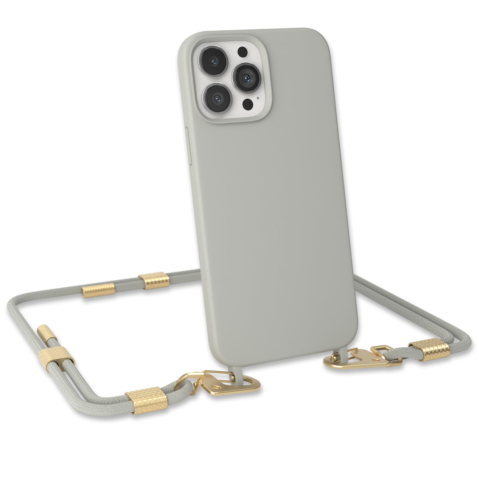 iPhone 13 Pro Max Silikonhülle + Kordel mit Karabinern