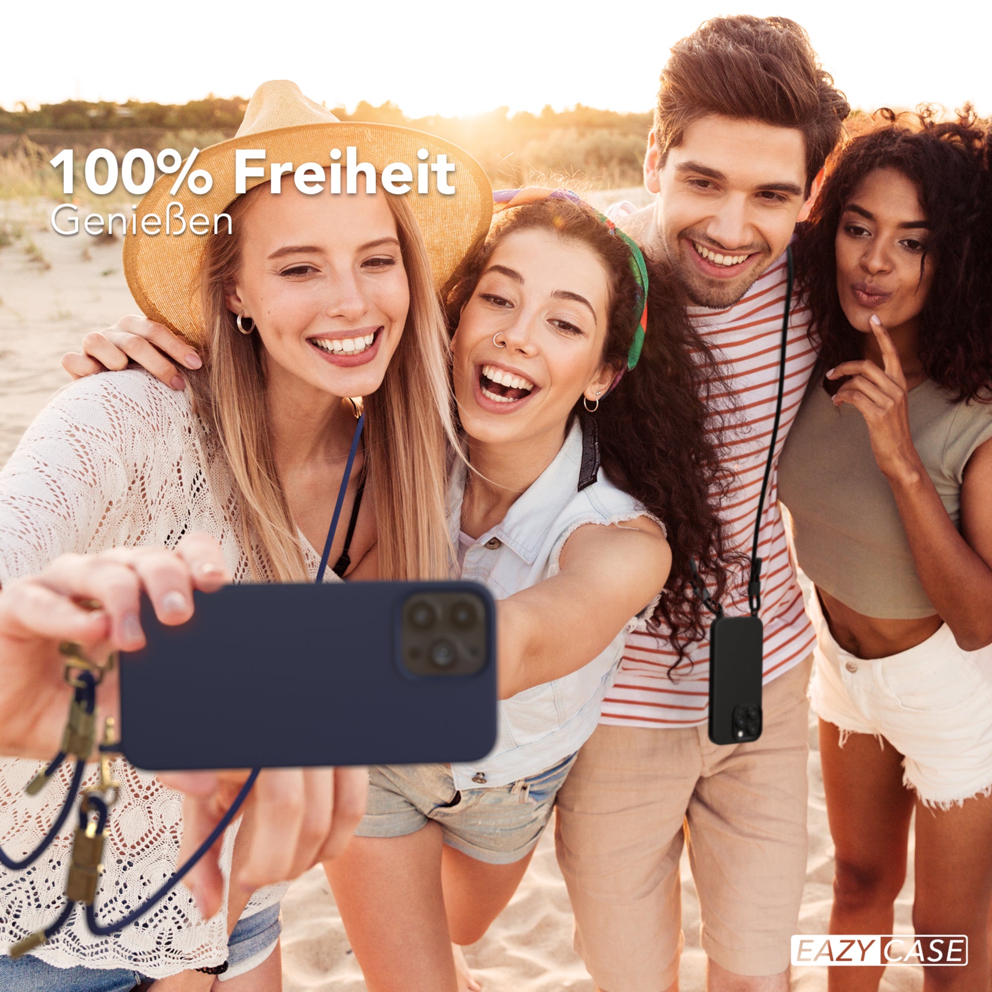 iPhone 13 Pro Max Silikonhülle + Kordel mit Karabinern