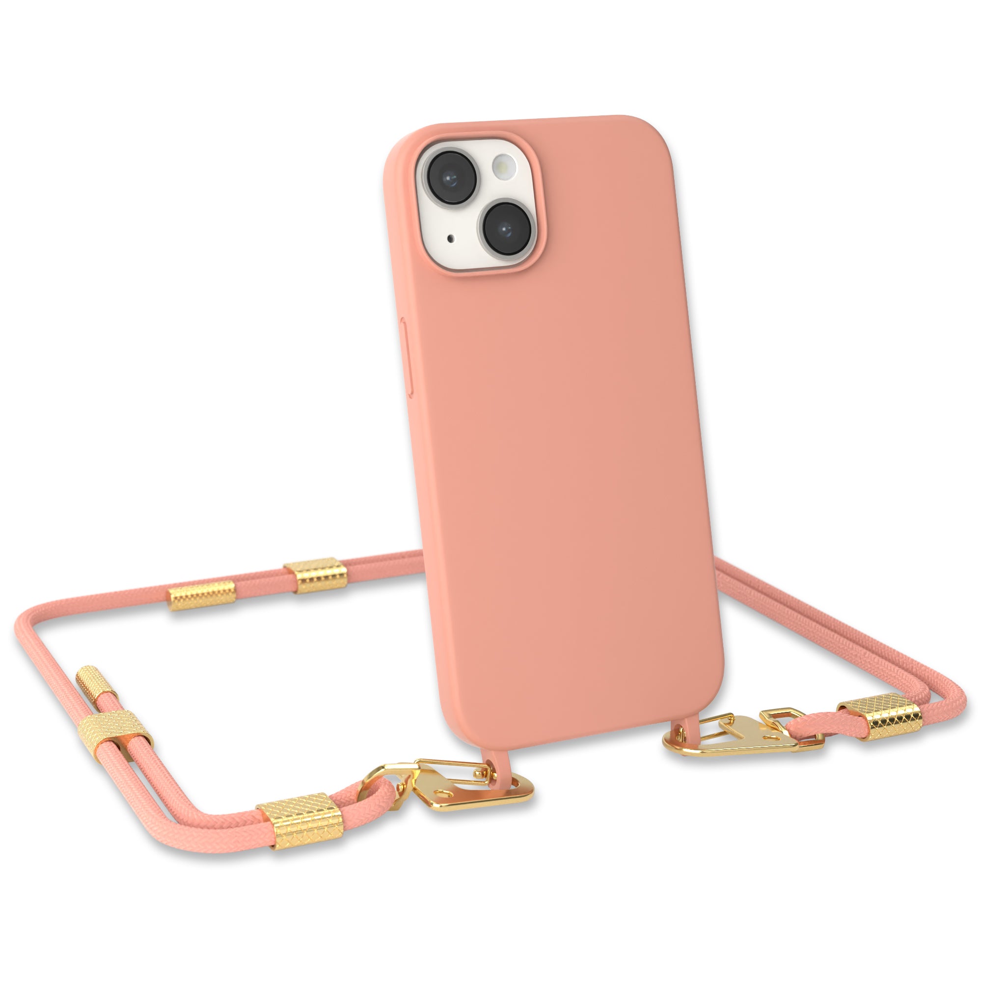 iPhone 14 Silikonhülle + Kordel mit Karabinern