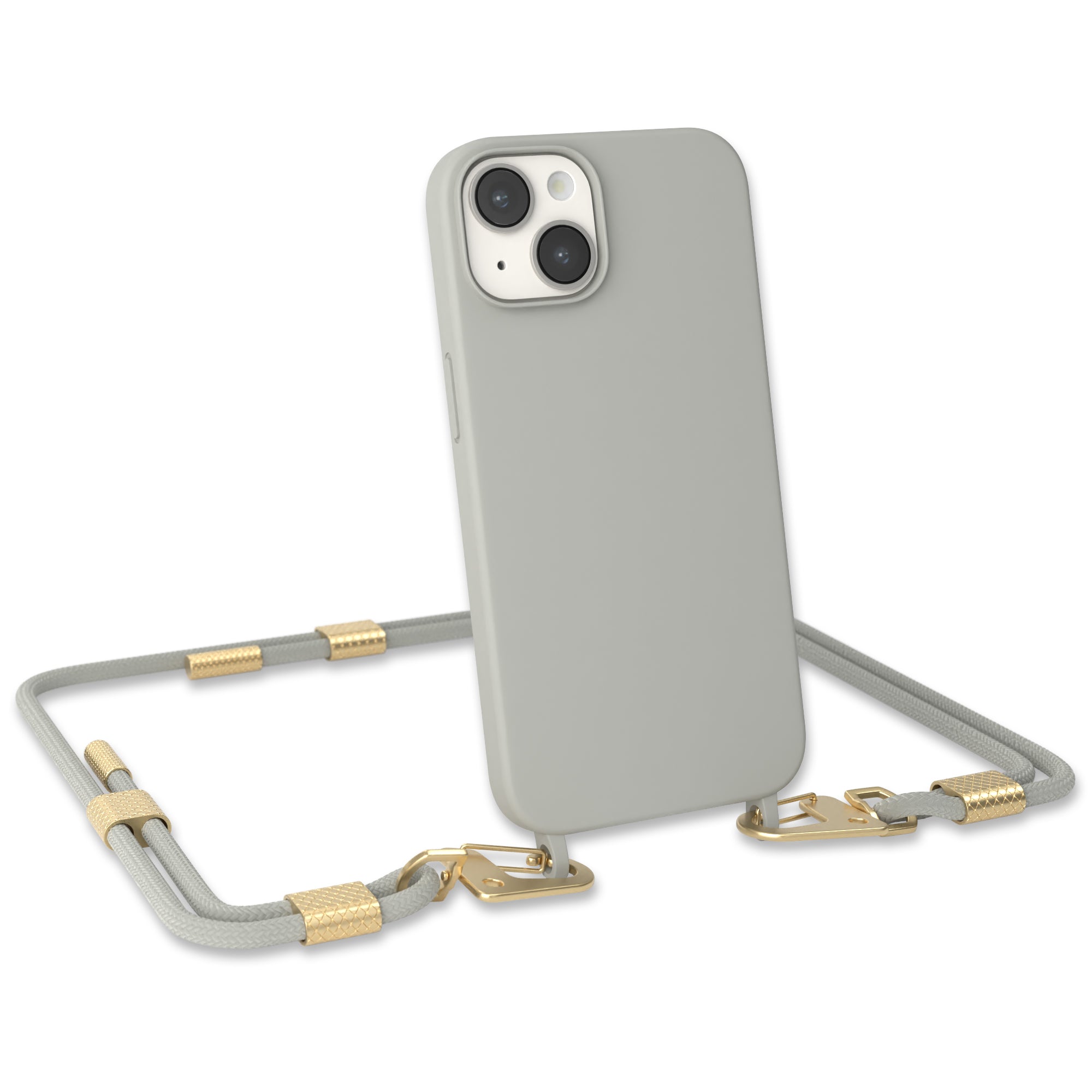 iPhone 14 Silikonhülle + Kordel mit Karabinern