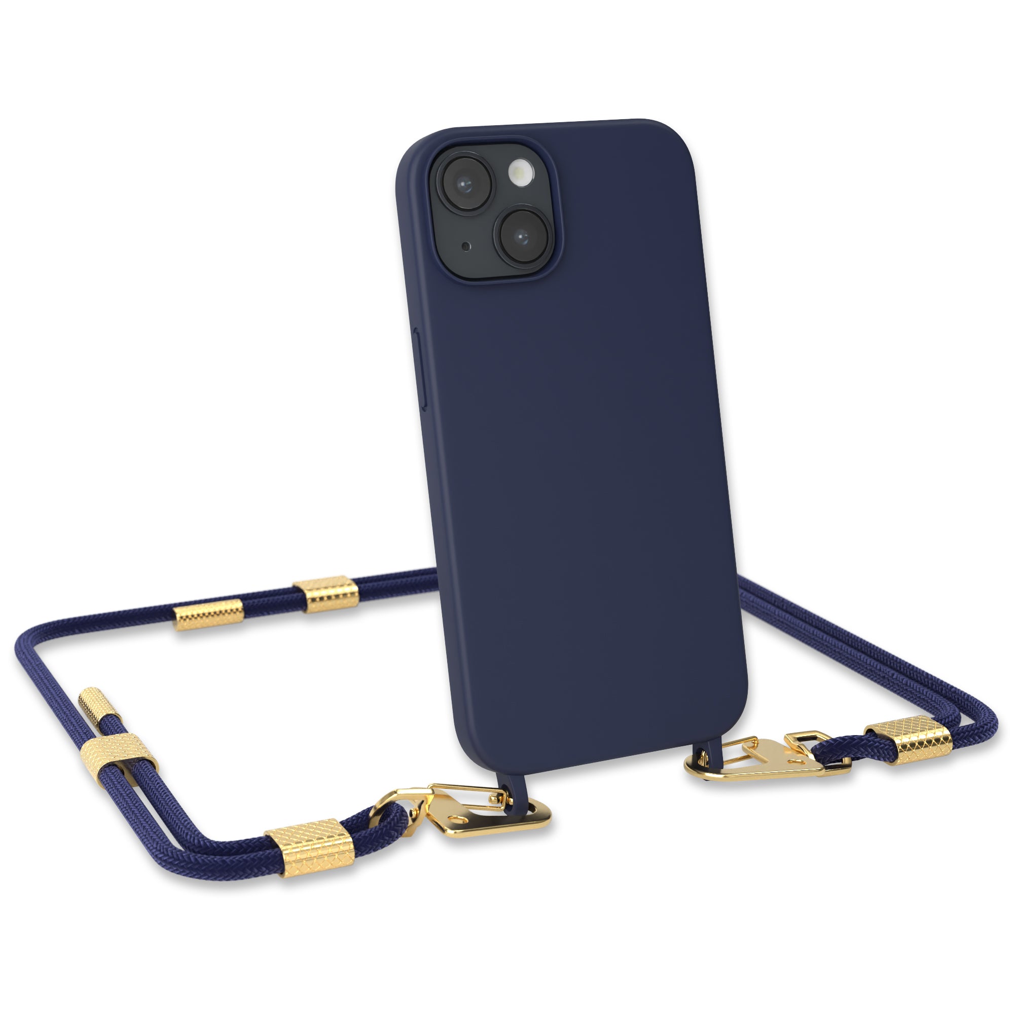 iPhone 14 Silikonhülle + Kordel mit Karabinern