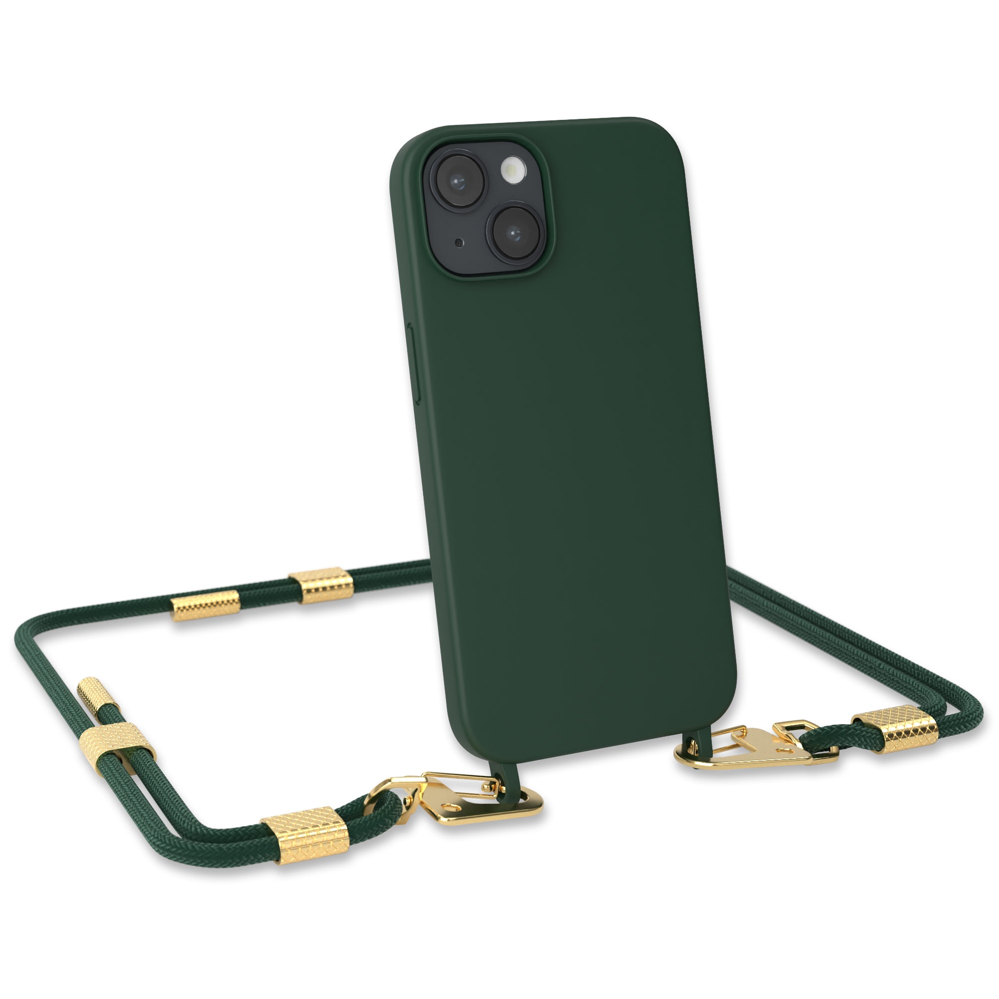 iPhone 14 Silikonhülle + Kordel mit Karabinern