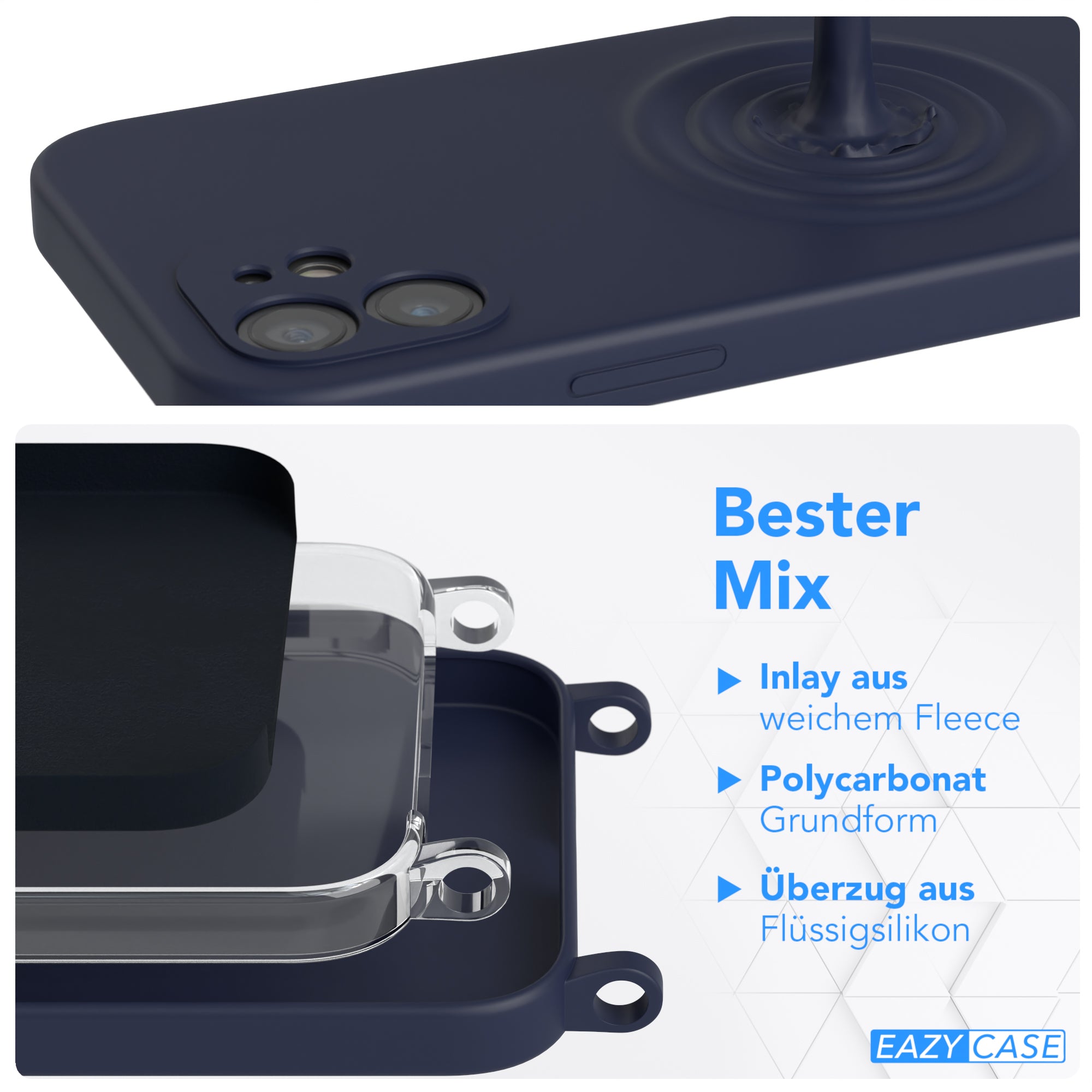 iPhone 14 Pro Silikonhülle + Kordel mit Karabinern