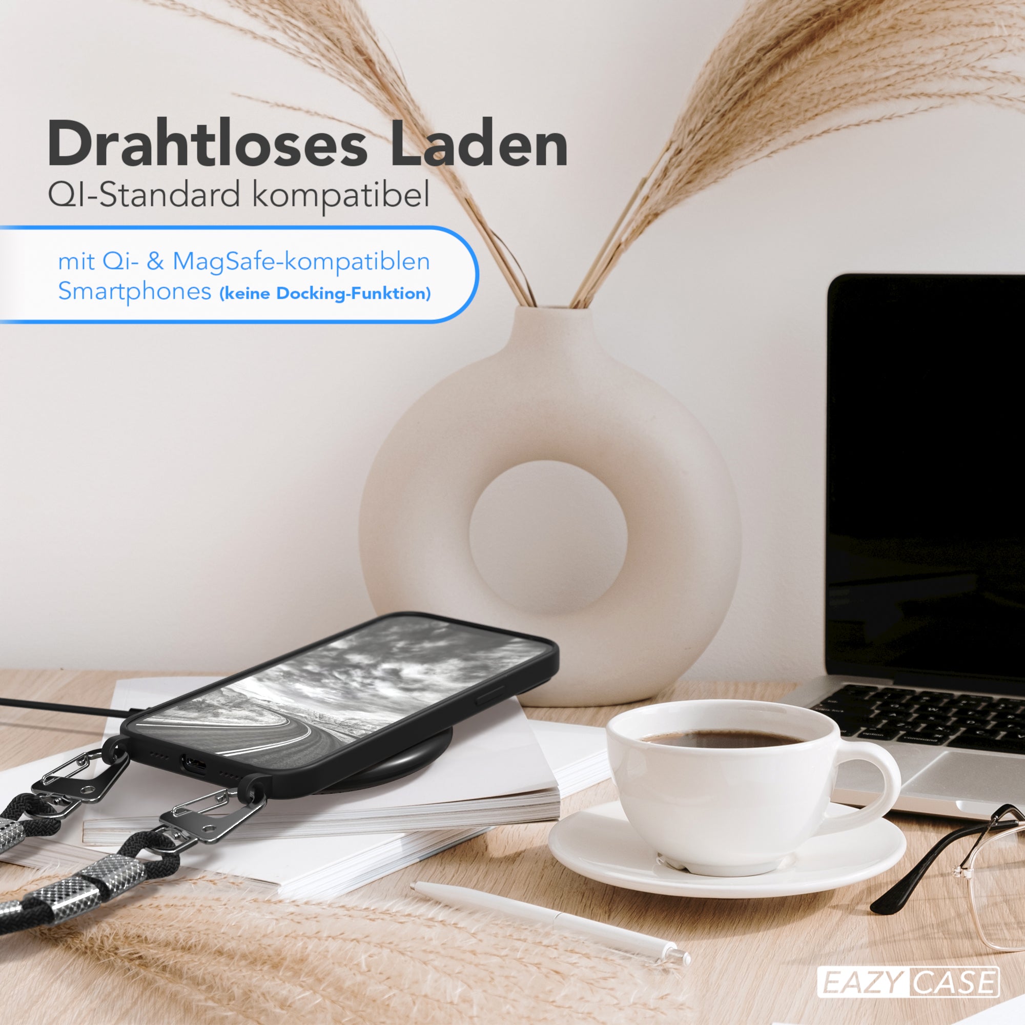 iPhone 14 Plus Silikonhülle + Kordel mit Karabinern