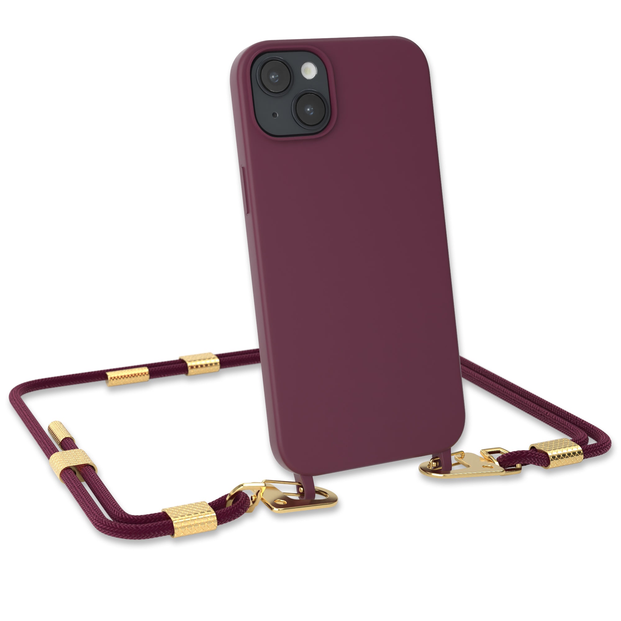 iPhone 14 Plus Silikonhülle + Kordel mit Karabinern