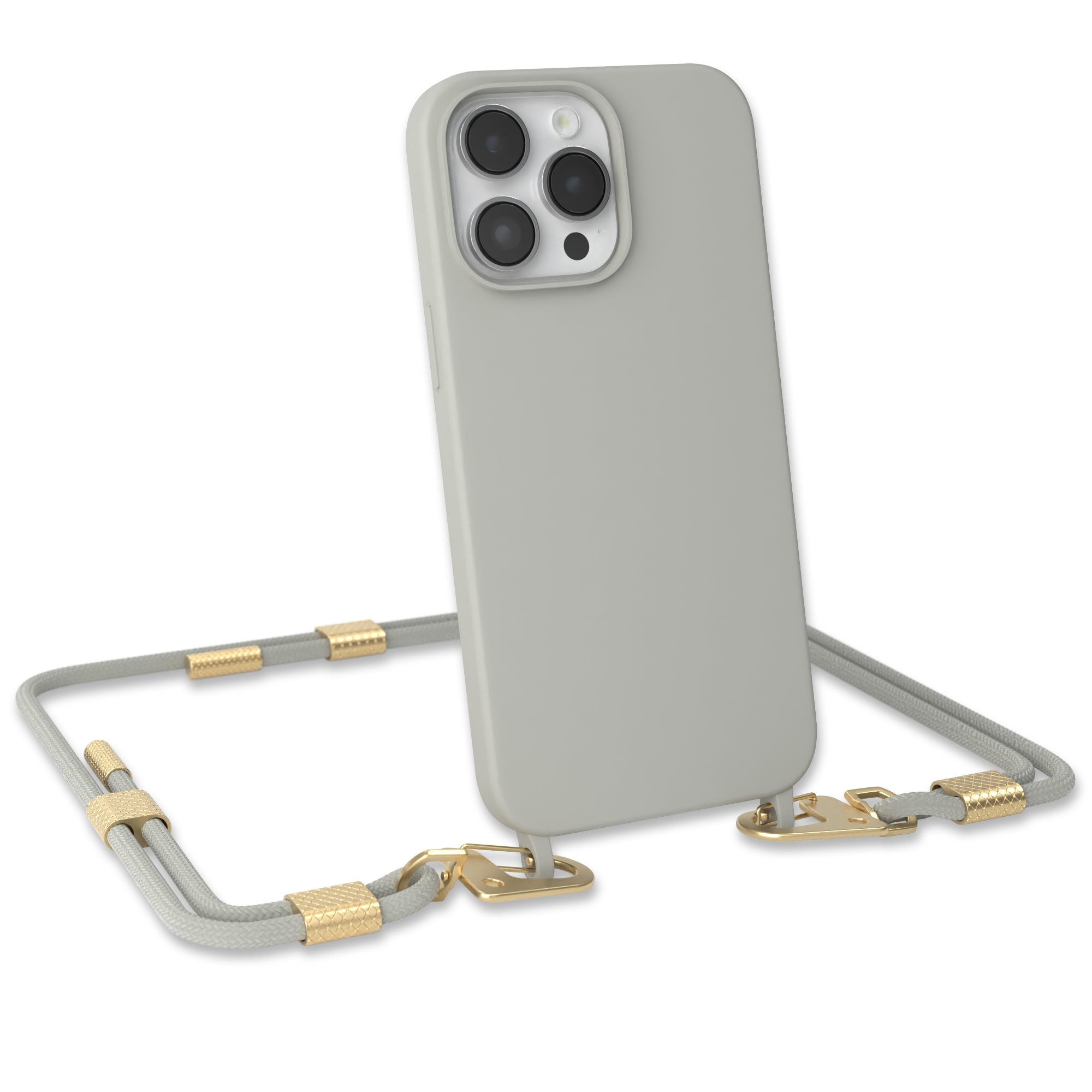 iPhone 14 Pro Max Silikonhülle + Kordel mit Karabinern