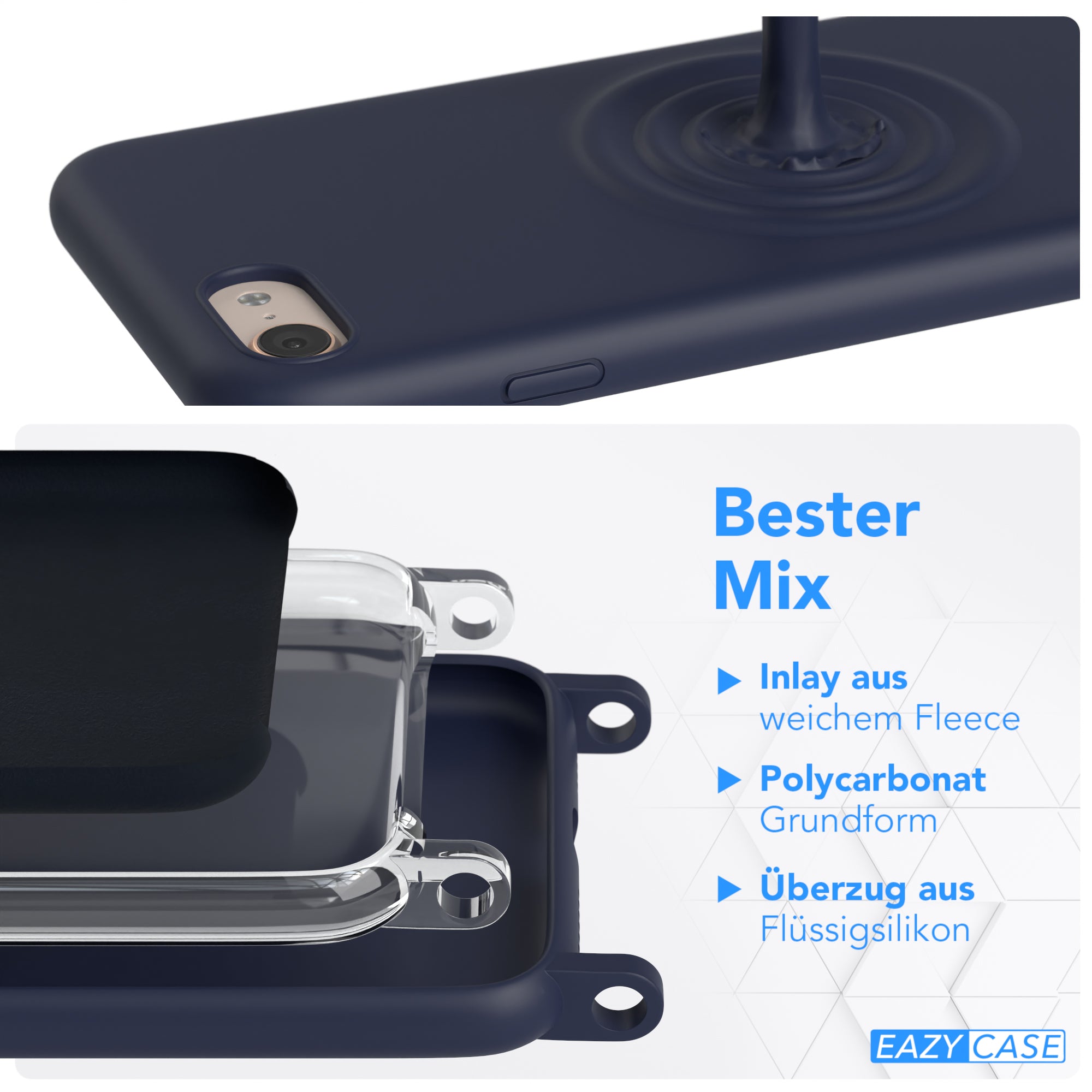 iPhone SE 2022 / 2020 / 8 / 7 Silikonhülle + breites Band