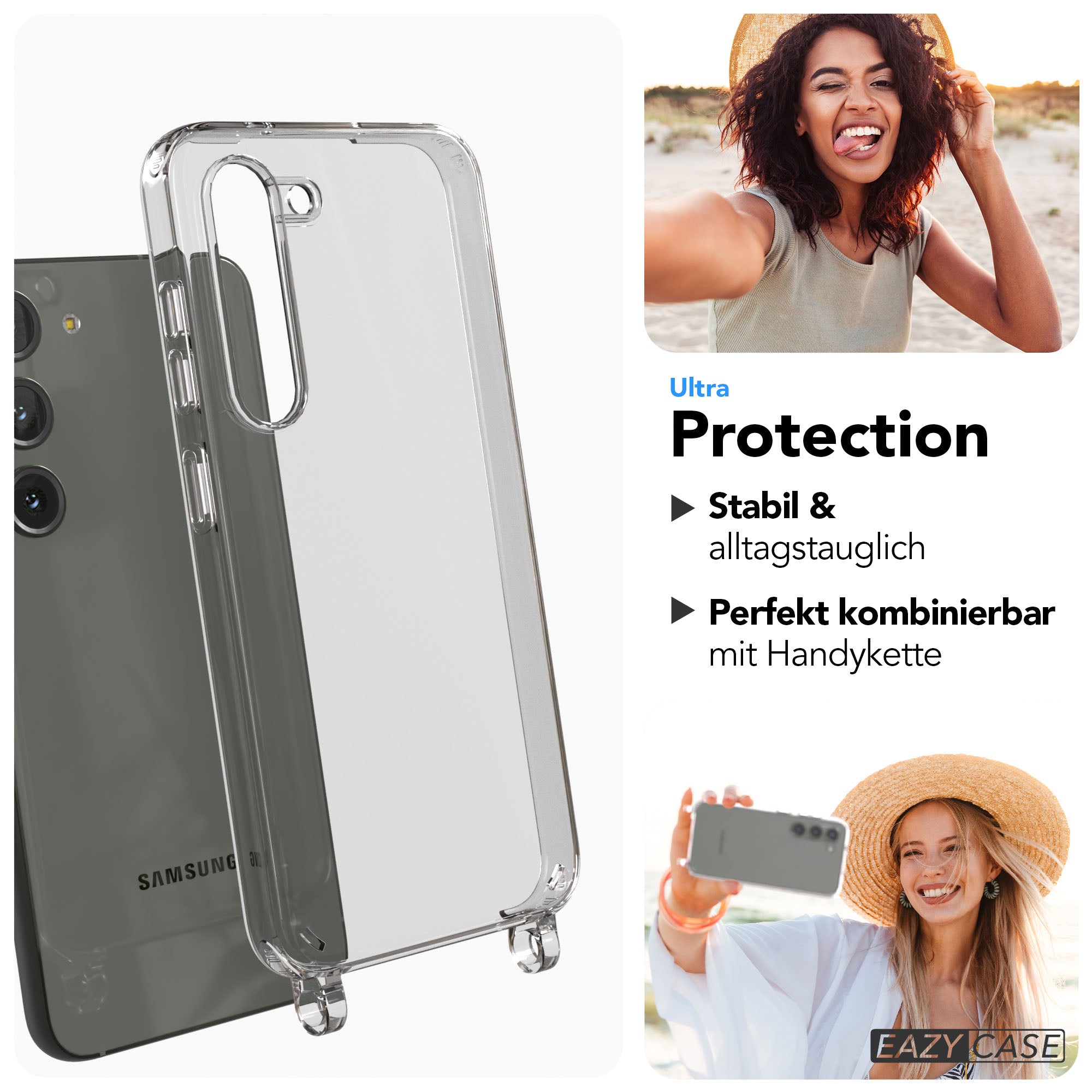 Samsung Galaxy S23 Hülle mit Befestigungsösen für Handyketten transparent
