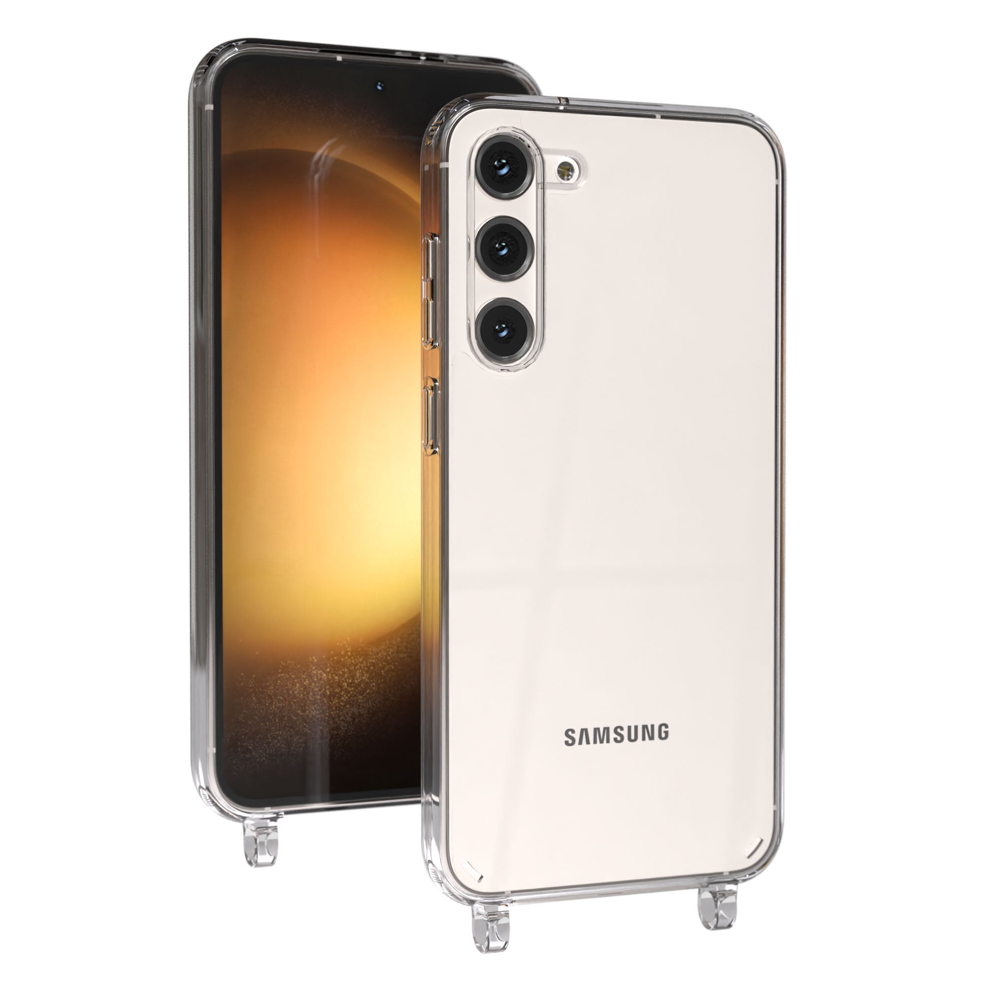 Samsung Galaxy S23 Plus transparente Handyhülle mit Befestigungsösen für Handyketten