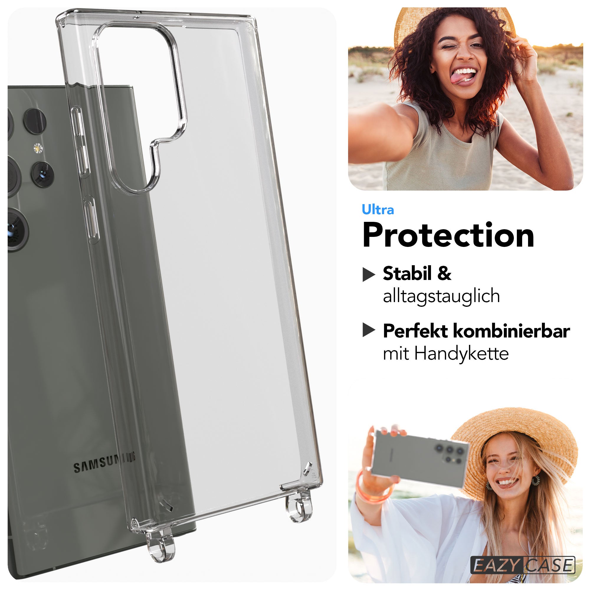 Samsung Galaxy S23 Ultra transparente Schutzhülle mit Befestigungsösen für Handyketten