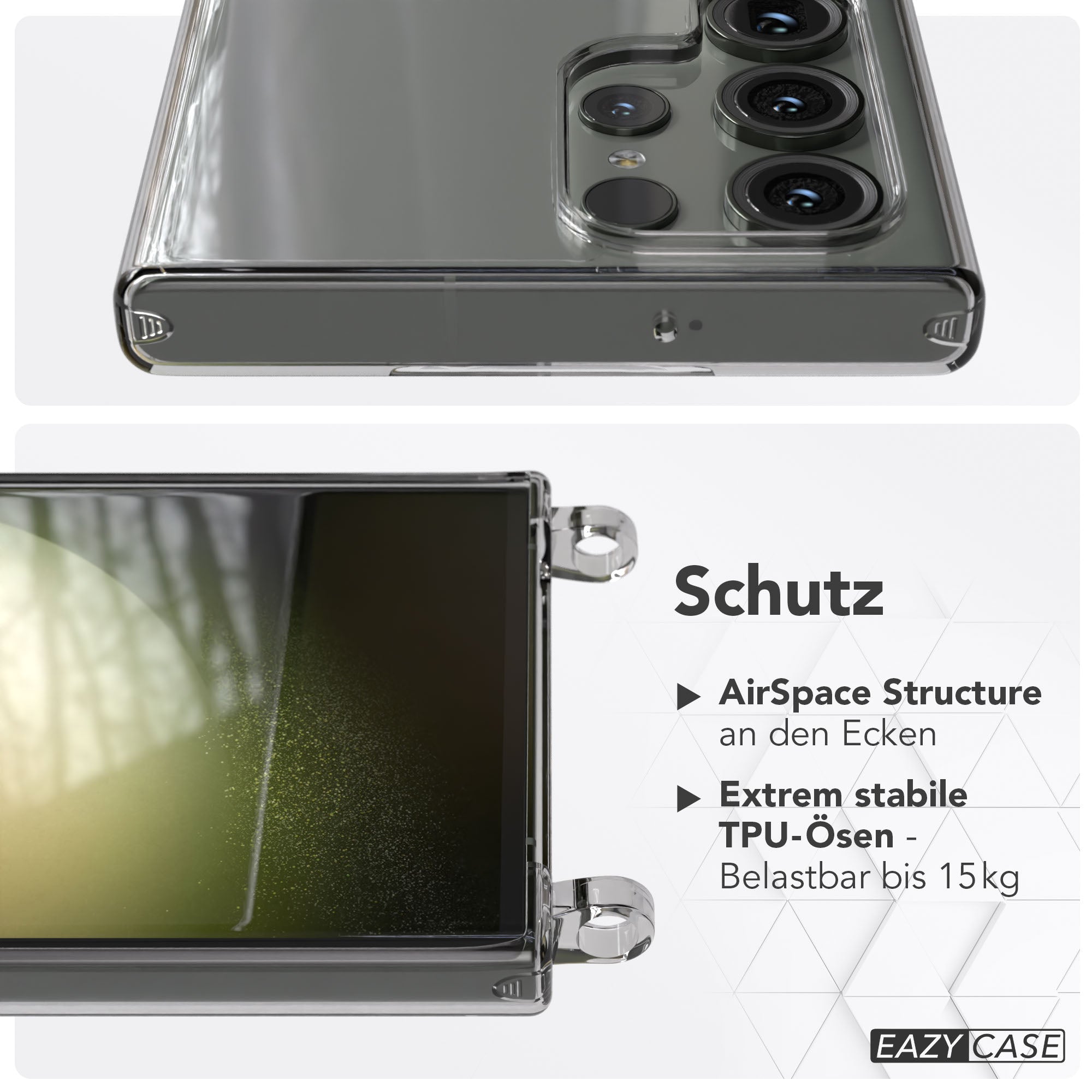 Samsung Galaxy S23 Ultra transparente Schutzhülle mit Befestigungsösen für Handyketten