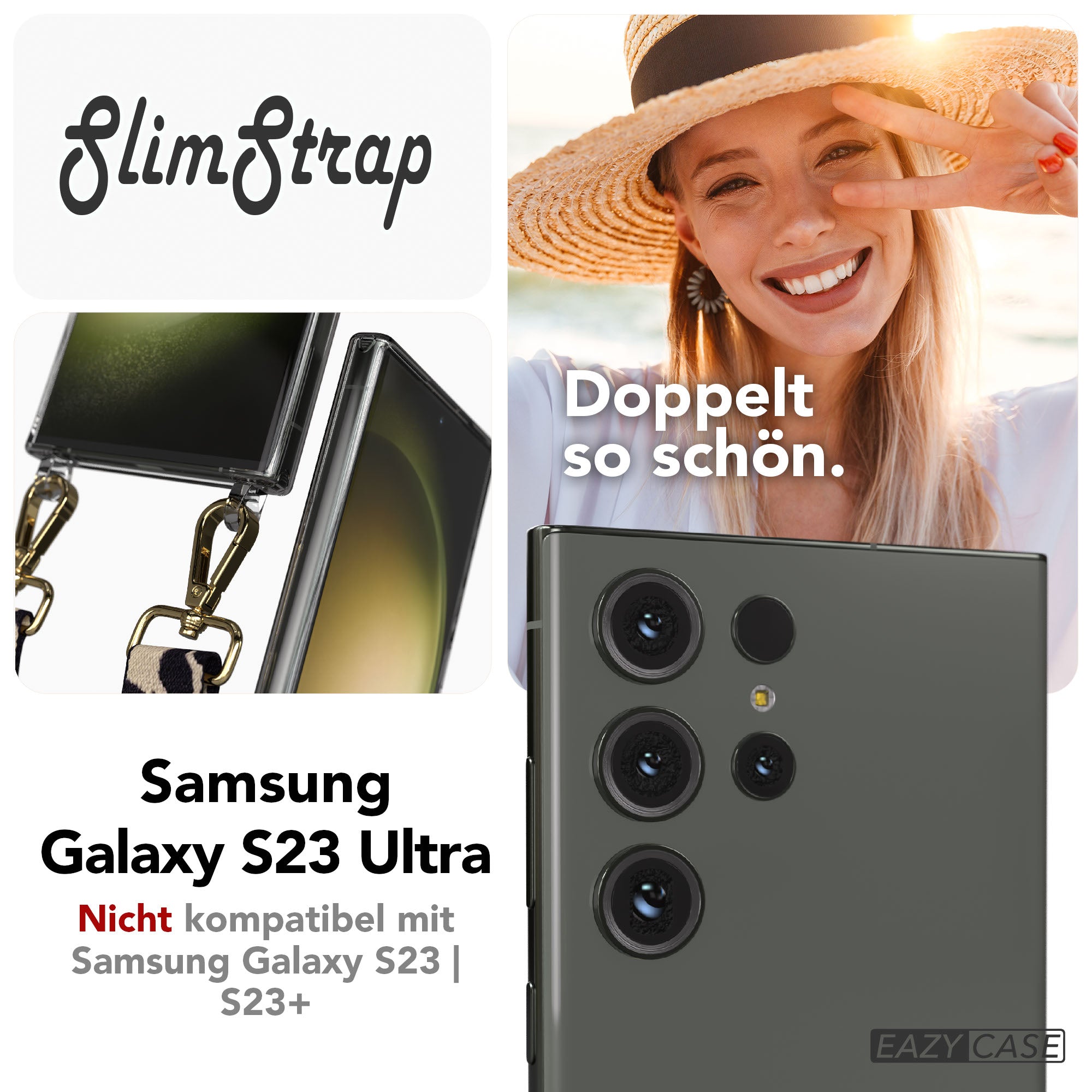 Samsung Galaxy S23 Ultra transparente Schutzhülle mit Befestigungsösen für Handyketten