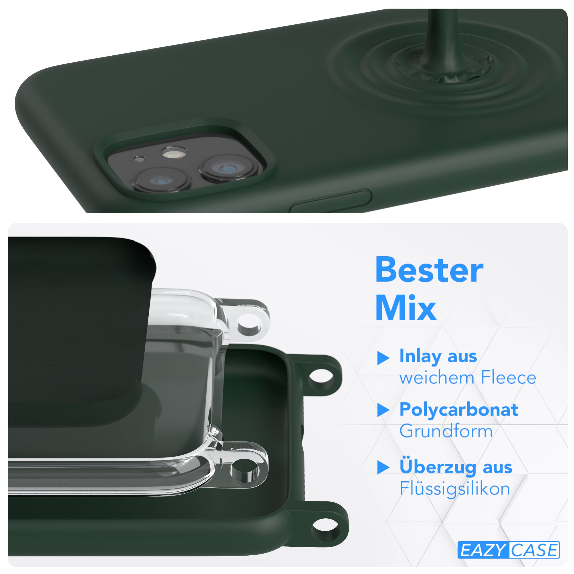 iPhone 11 Silikonhülle + Kordel mit Karabinern