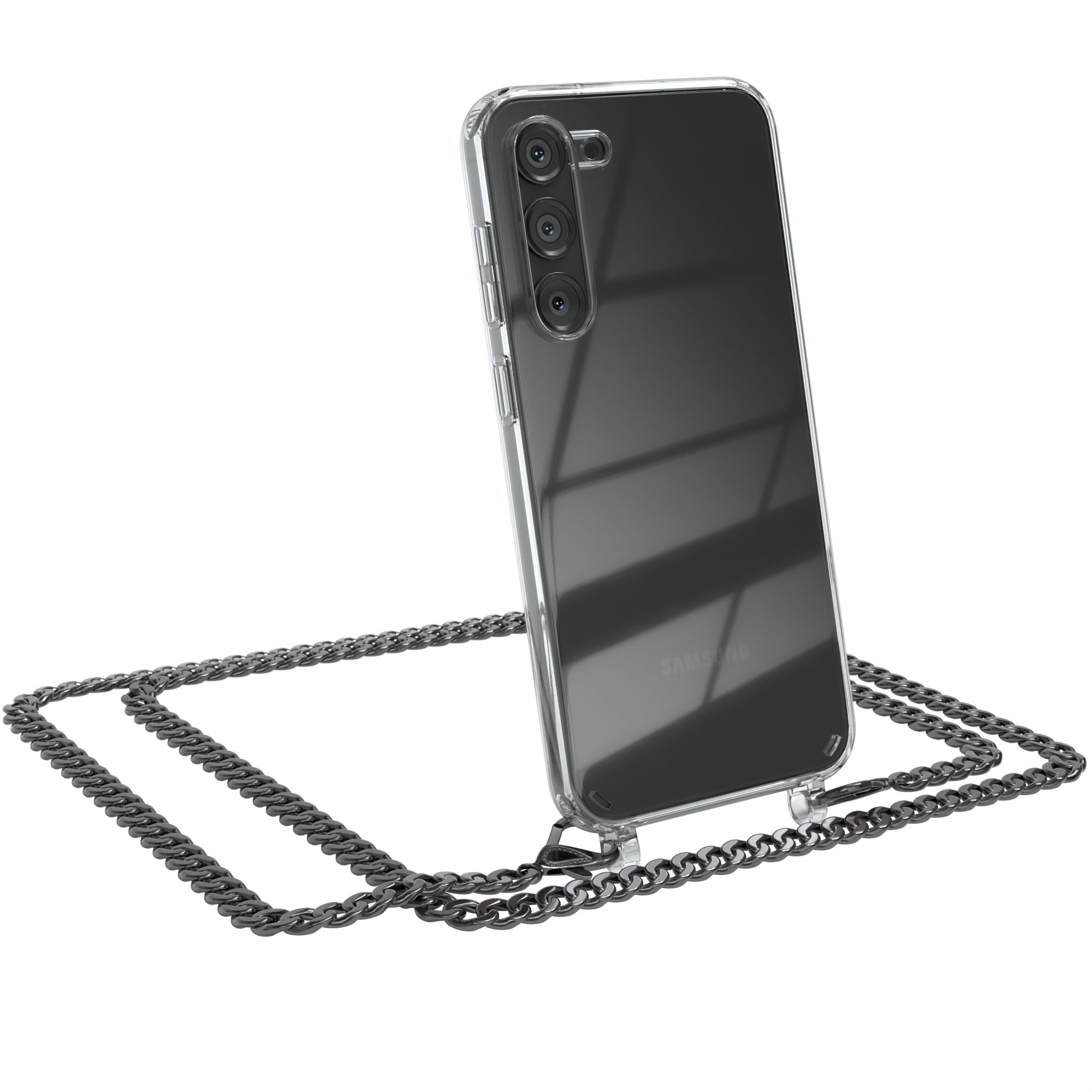 Galaxy S23 Plus Hülle mit Metallkette + Schwarze Kordel
