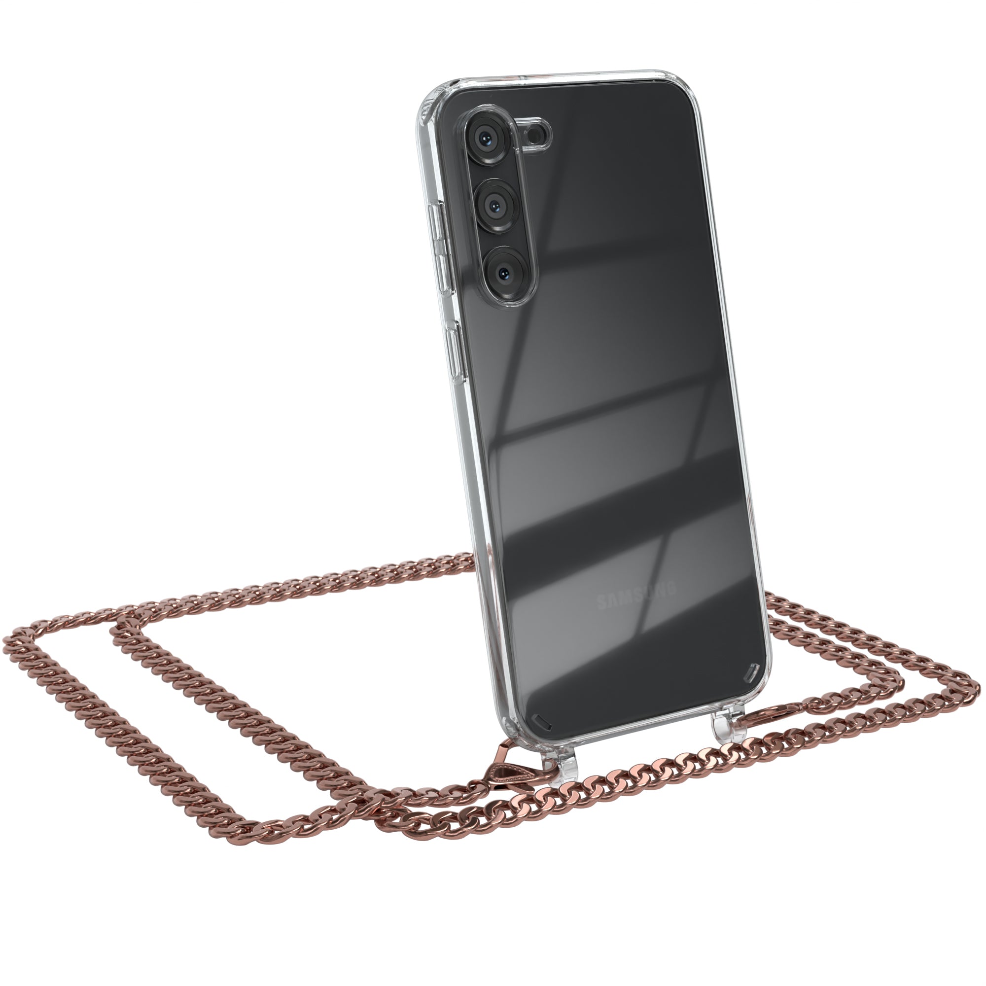 Galaxy S23 Plus Hülle mit Metallkette + Schwarze Kordel