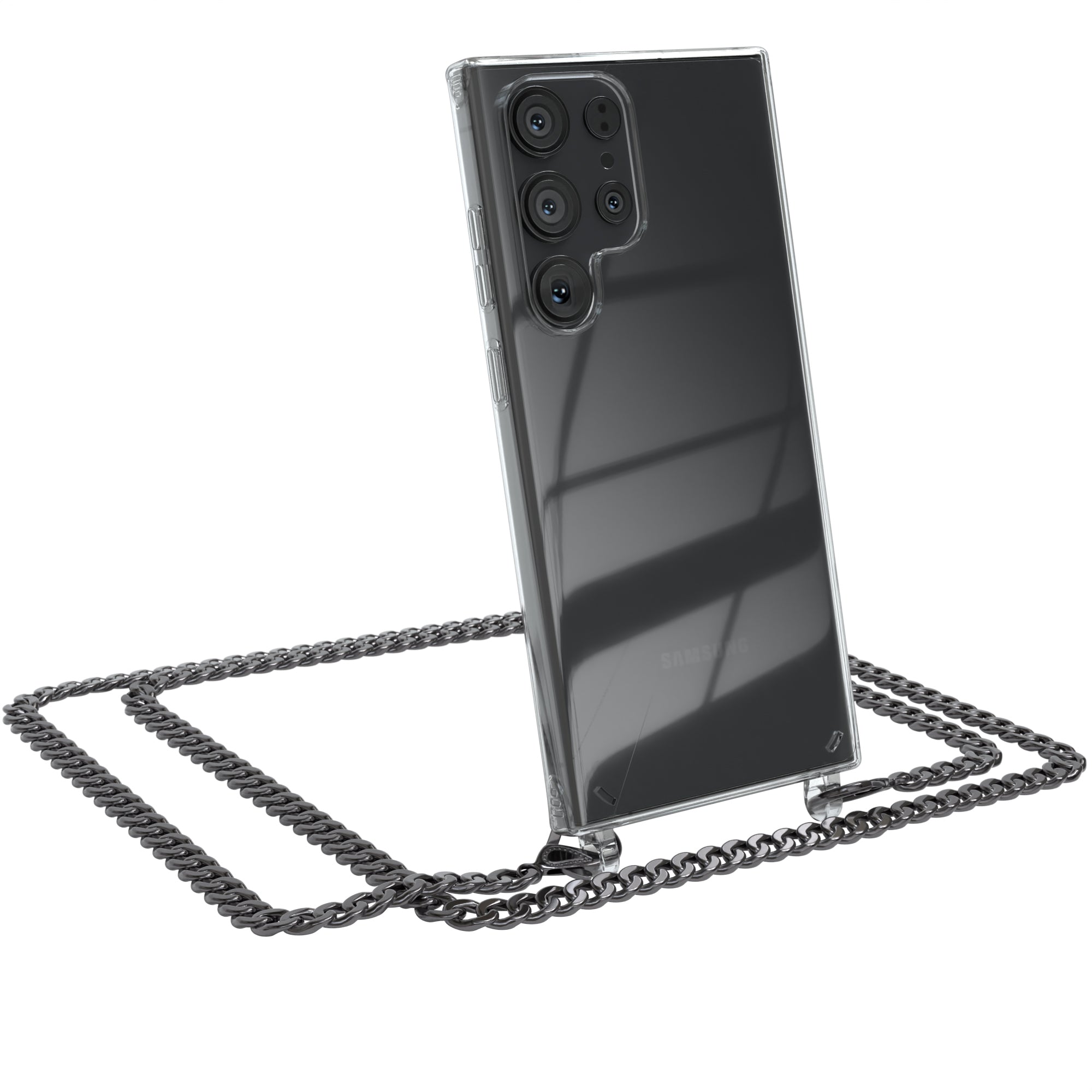 Galaxy S23 Ultra Hülle mit Metallkette + Schwarze Kordel