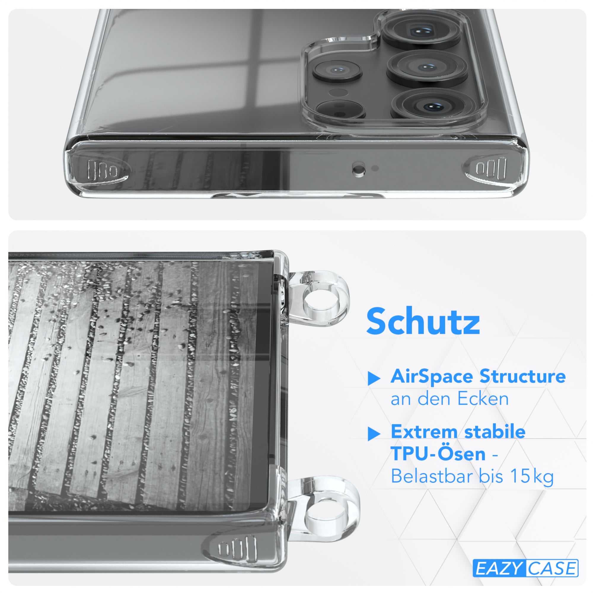 Galaxy S23 Ultra Hülle mit Metallkette + Schwarze Kordel