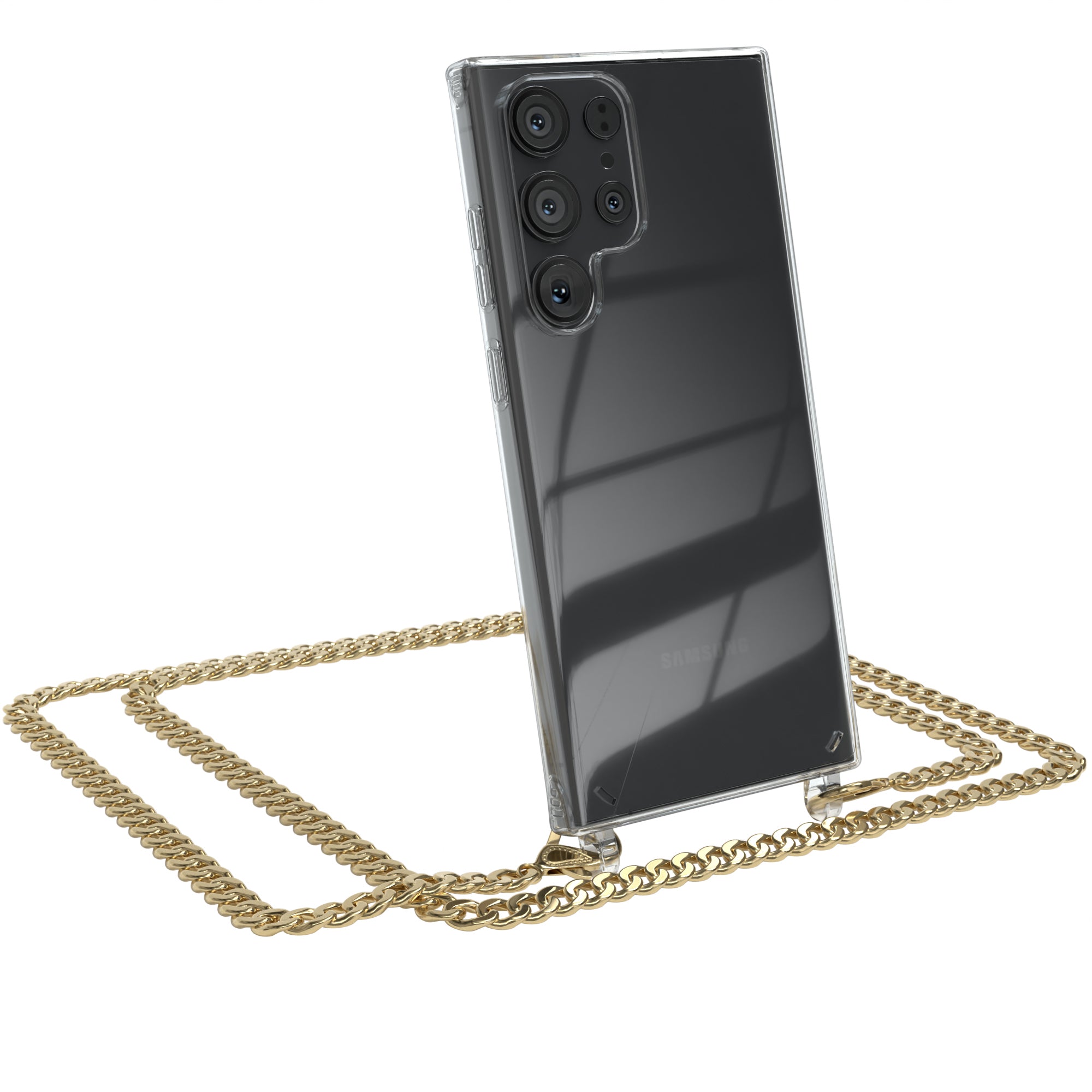 Galaxy S23 Ultra Hülle mit Metallkette + Schwarze Kordel