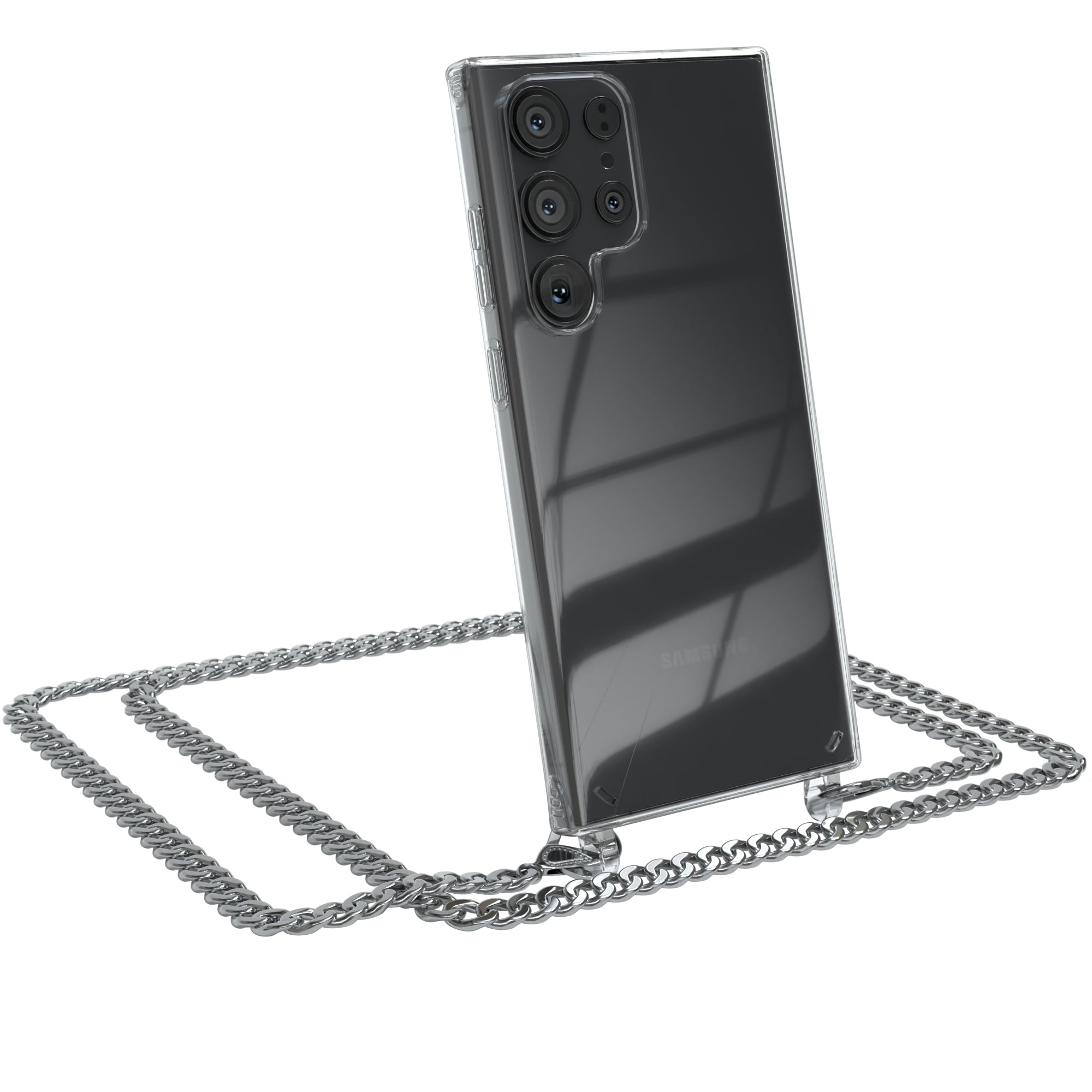 Galaxy S23 Ultra Hülle mit Metallkette + Schwarze Kordel