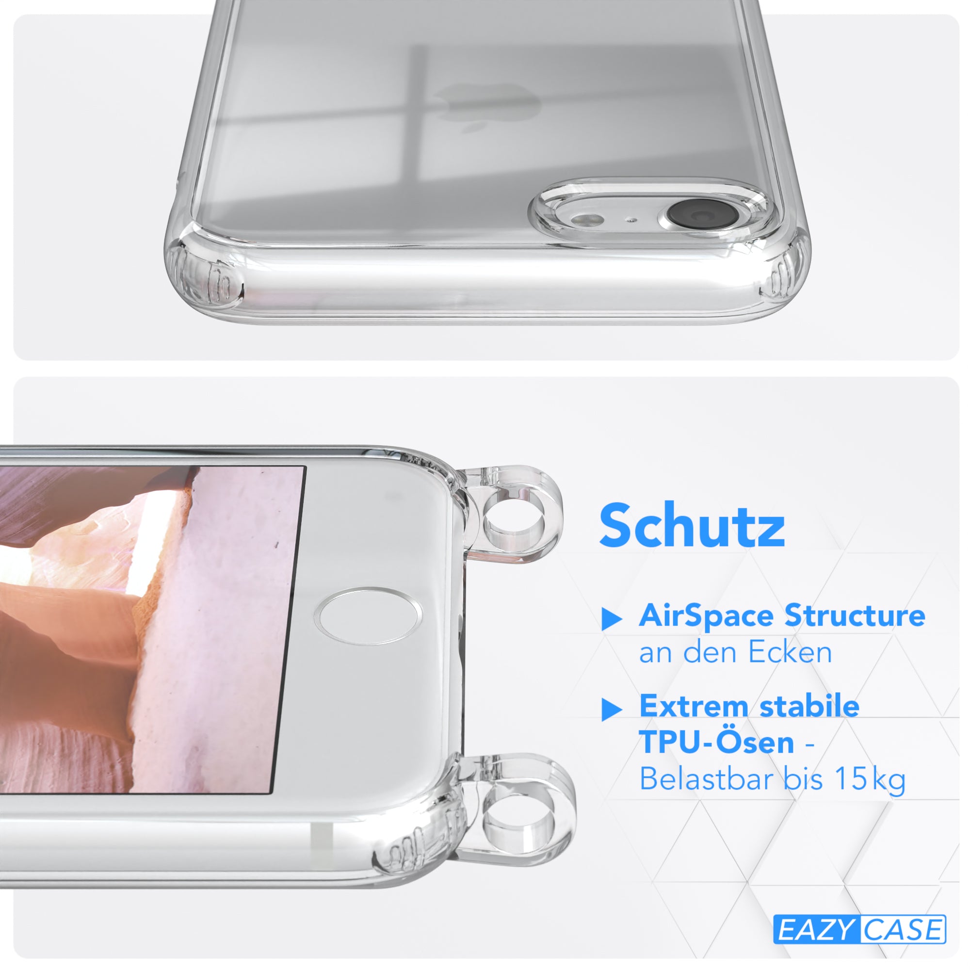 iPhone SE 2022 / 2020 / 8 / 7 Hülle + Uni Kordel