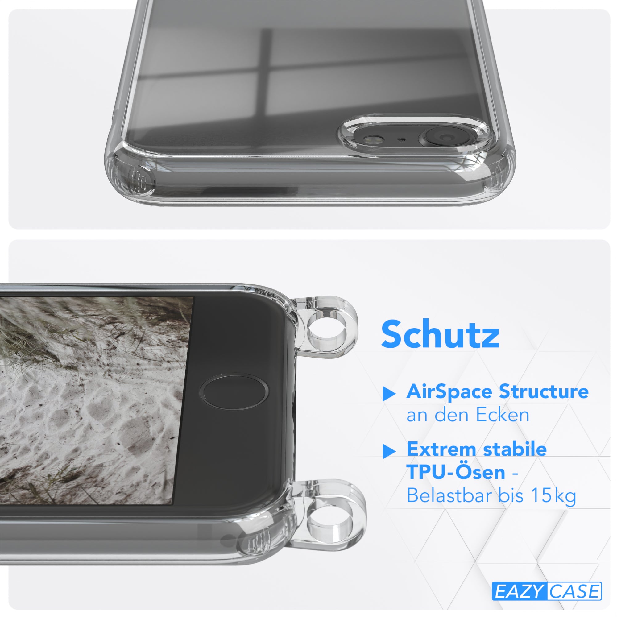 iPhone SE 2022 / 2020 / 8 / 7 Hülle + Uni Kordel