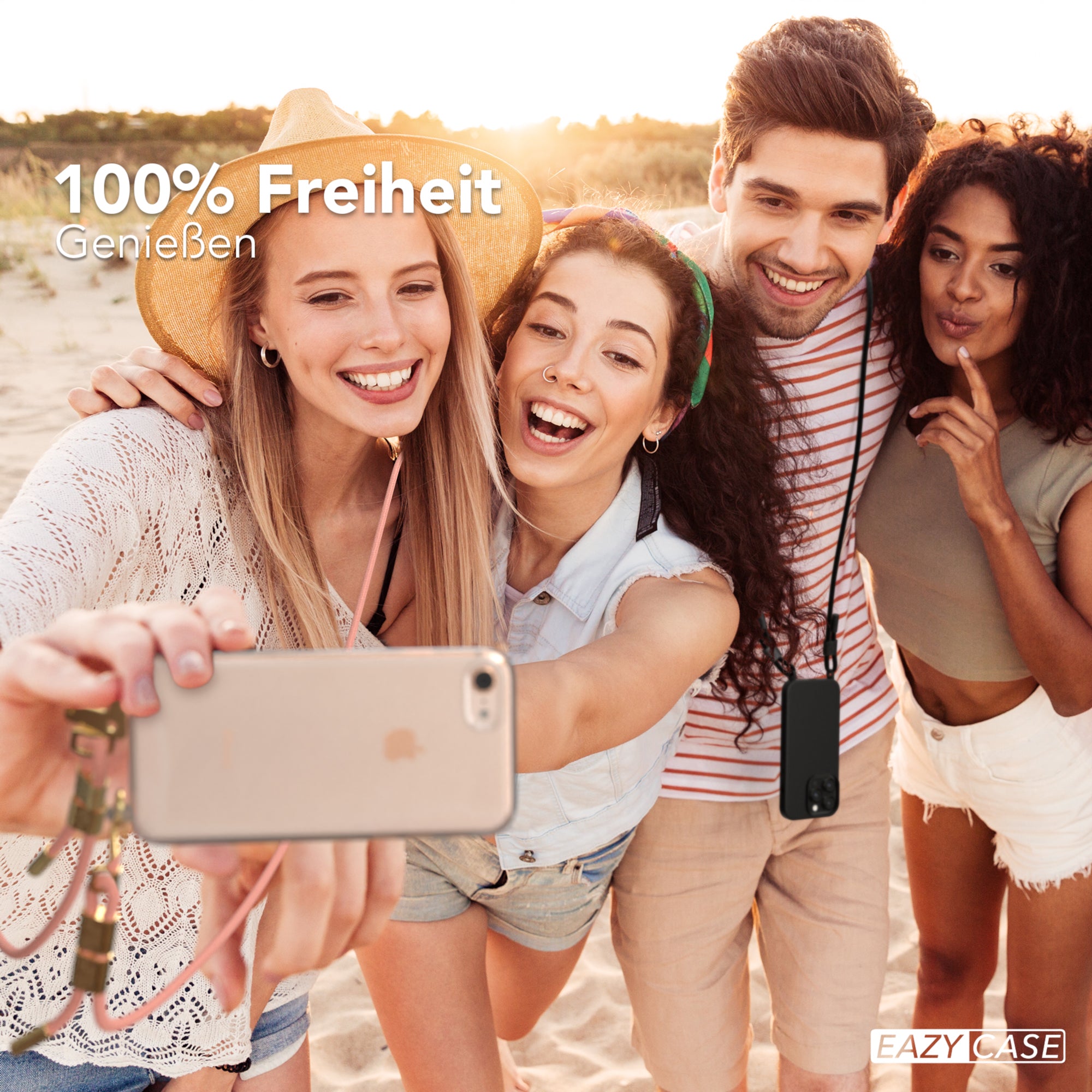 iPhone SE 2022 / 2020 / 8 / 7 Hülle + Kordel mit Karabinern