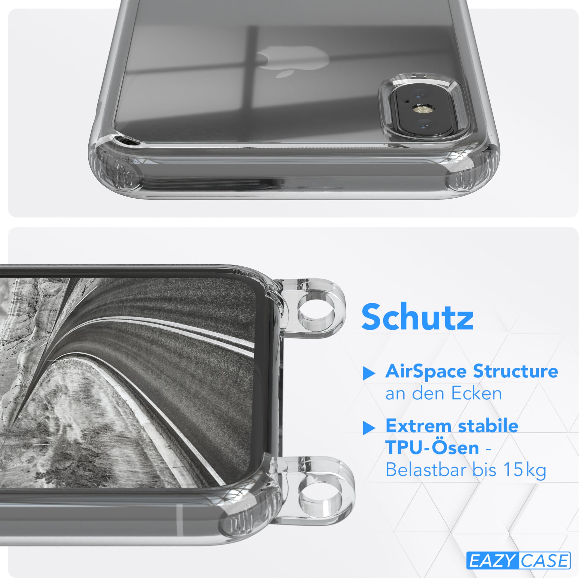 iPhone X / XS Hülle + Uni Kordel